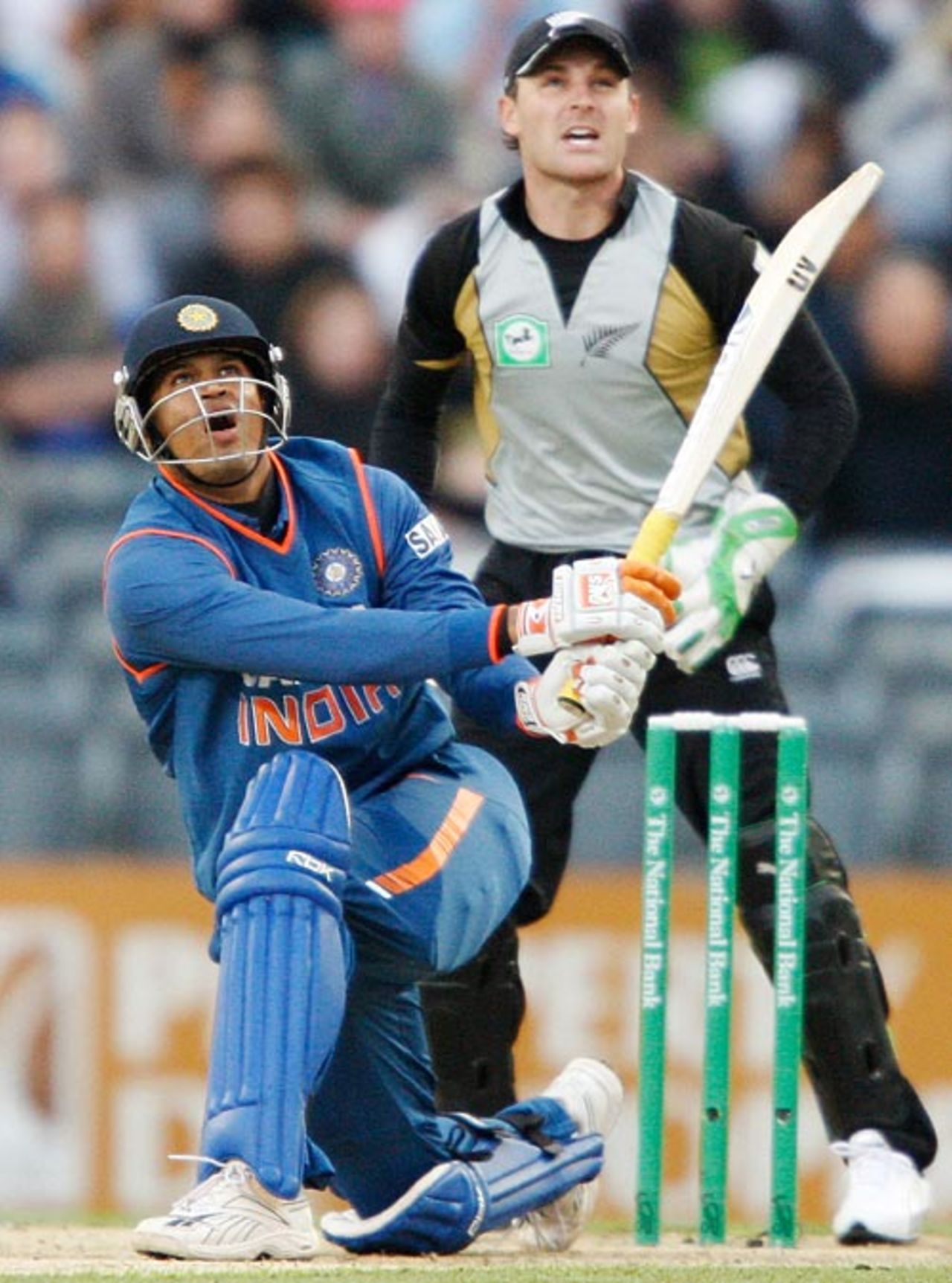 Yusuf Pathan hammers one over the long-on boundary, New Zealand v India, 1st Twenty20 international, Christchurch, February 25, 2009