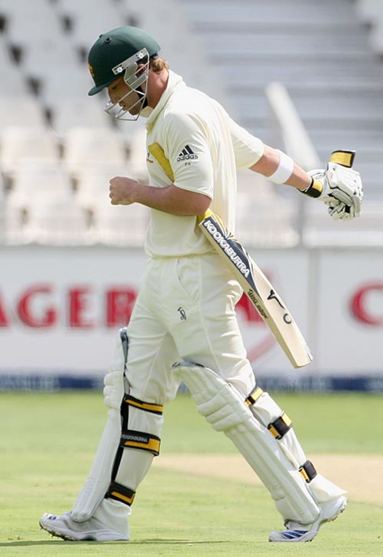 Phillip Hughes walks back after a duck on debut, South Africa v Australia, 1st Test, Johannesburg, 1st day, February 26, 2009