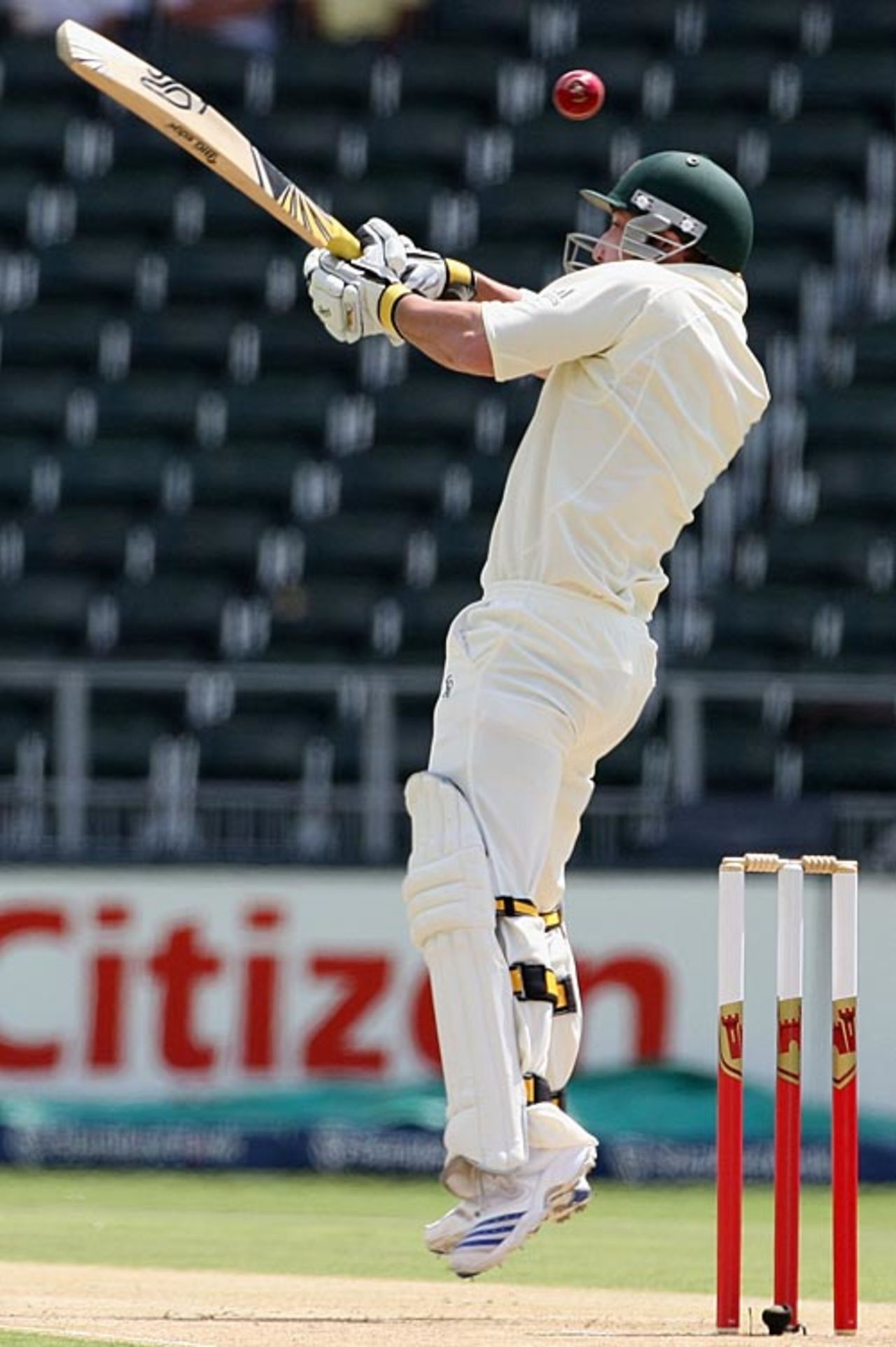 Phillip Hughes edges in the first over, South Africa v Australia, 1st Test, Johannesburg, 1st day, February 26, 2009