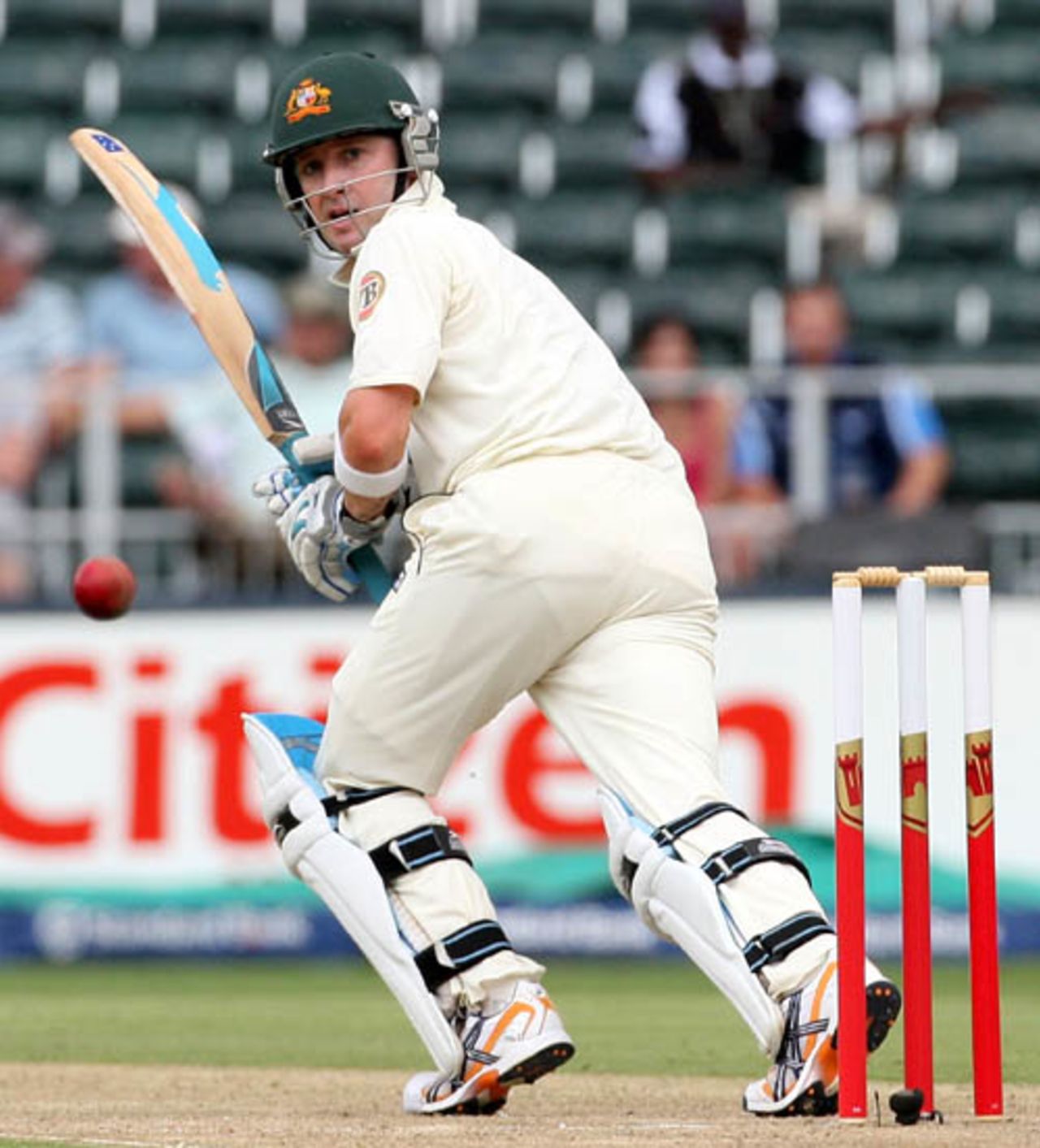 Michael Clarke nudged the ball down the leg side, South Africa v Australia, 1st Test, Johannesburg, 1st day, February 26, 2009