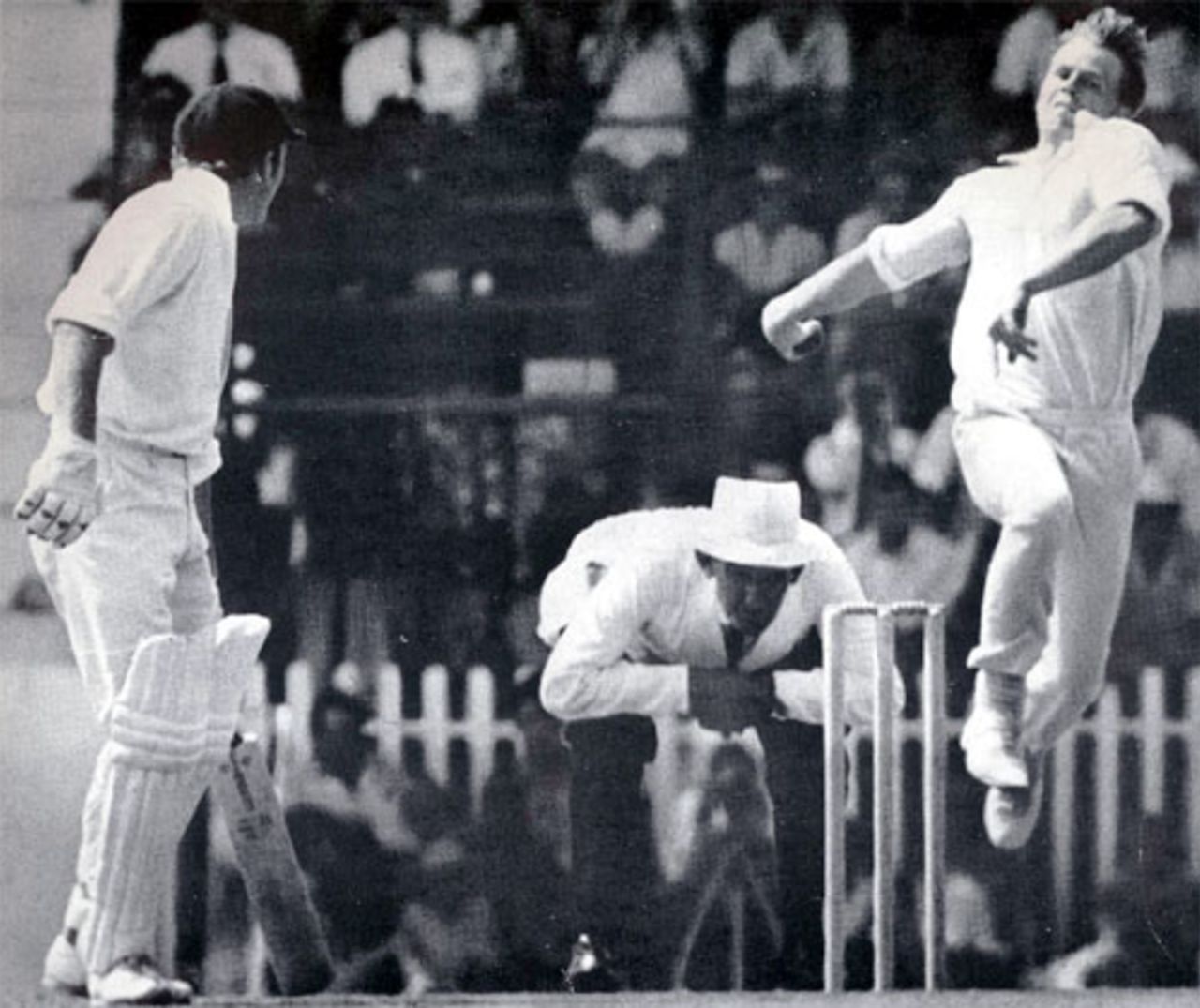 Mike Procter bowling in the third Test, South Africa v Australia, 3rd Test, Johannesburg, February 22, 1970
