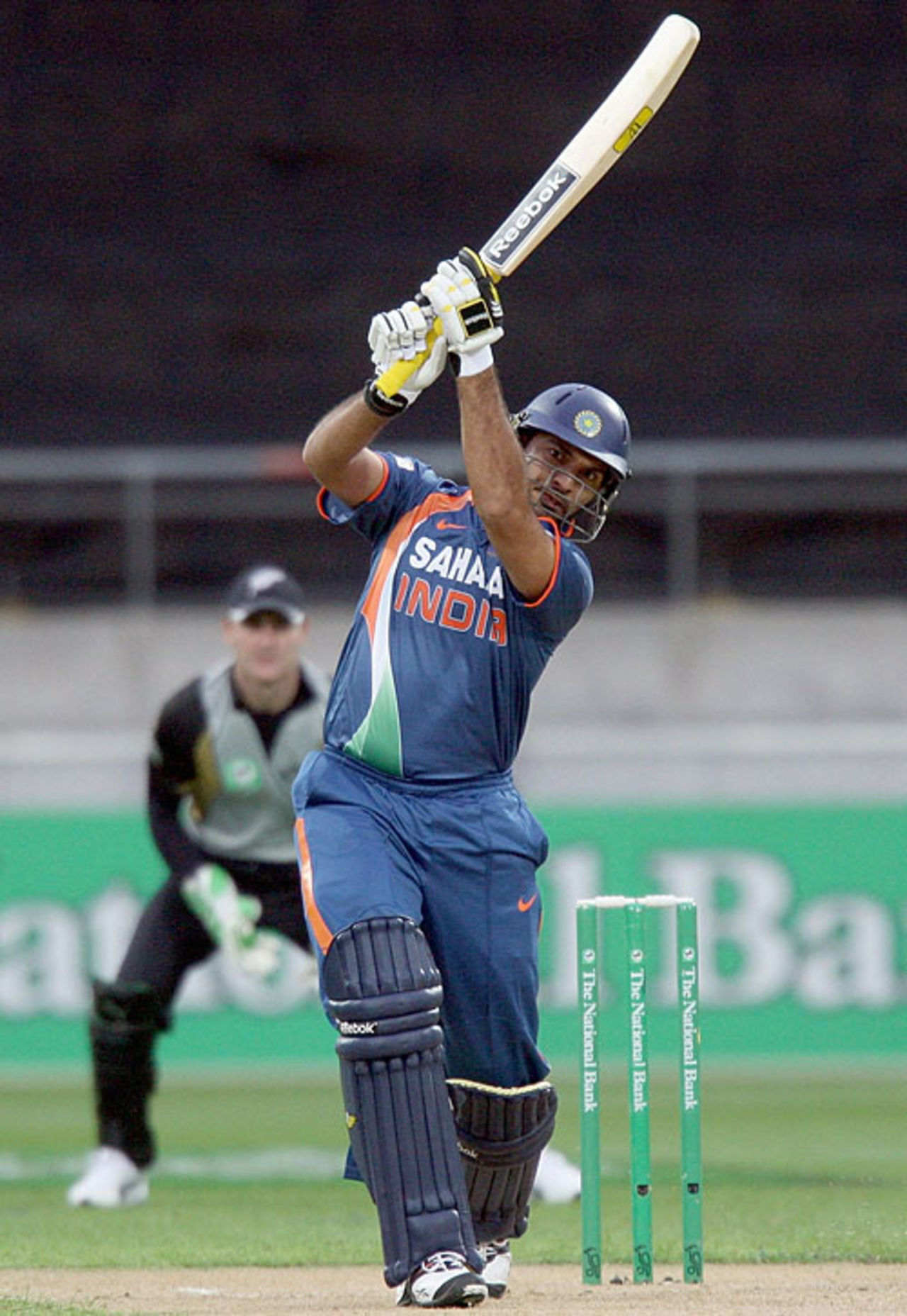 Yuvraj Singh hits one down the ground, New Zealand v India, 2nd Twenty20 international, Wellington, February 27, 2009