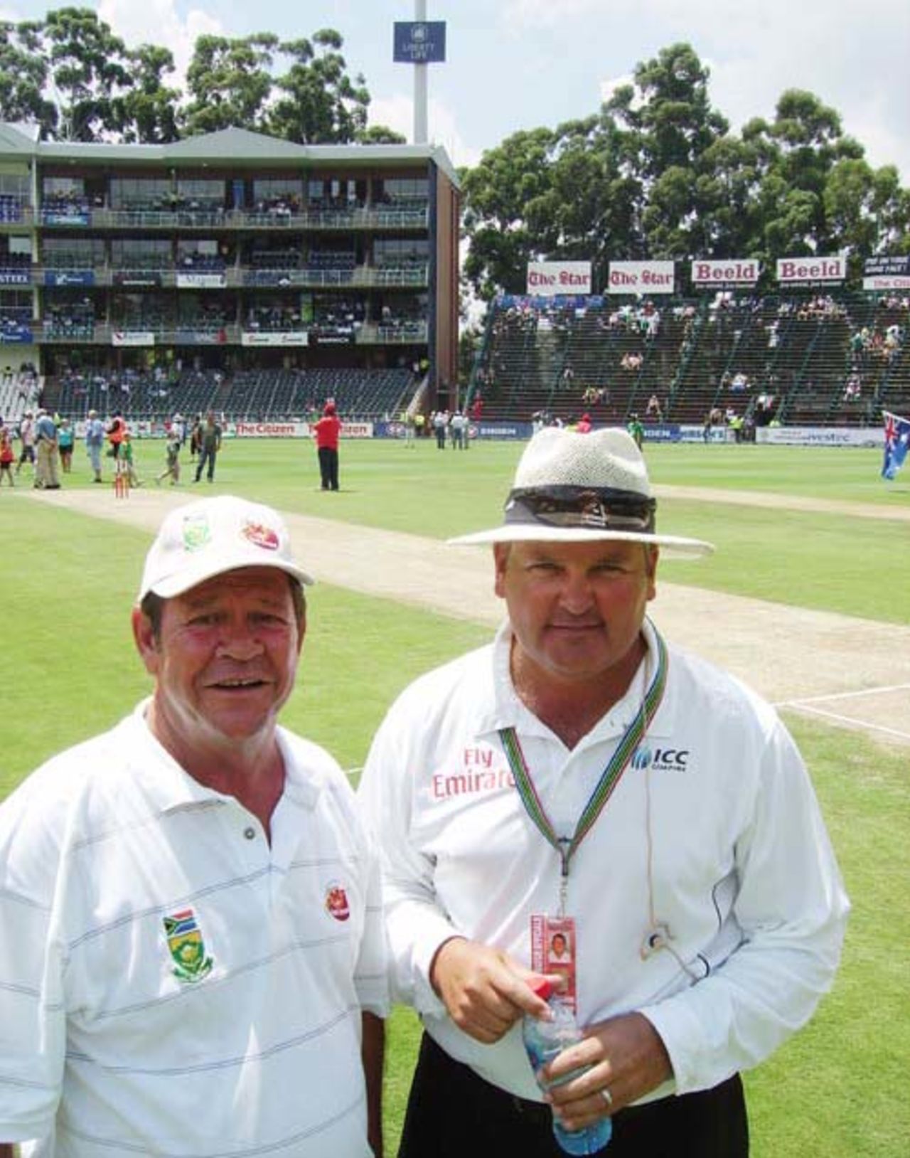 Wanderers curator Chris Scott with fourth umpire Marais Erasmus, South Africa v Australia, 1st Test, Johannesburg, 2nd day, February 27, 2009