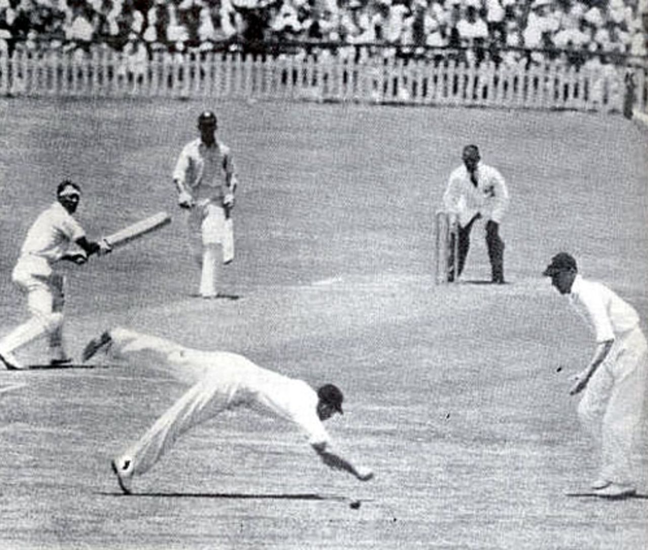 Paul Gibb edges through the slips, South Africa v England, 5th Test, Durban, March 6, 1939