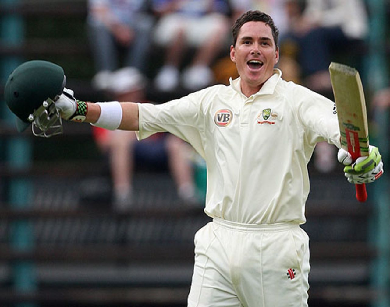 Marcus North is delighted with his century, South Africa v Australia, 1st Test, Johannesburg, 2nd day, February 27, 2009