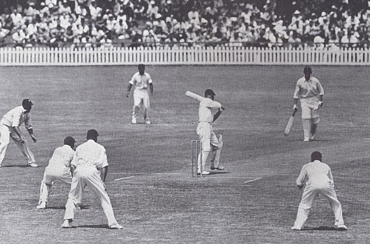 Dudley Nourse cuts for four on his way to a hundred, South Africa v England, 5th Test, Durban, March 4, 1939