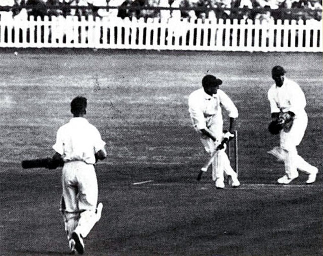 Pieter van der Bijl flicks the ball to long leg in the Timeless Test. He made a first-innings hundred and was dismissed for 97 in the second innings, South Africa v England, 5th Test, Durban, March 8, 1939