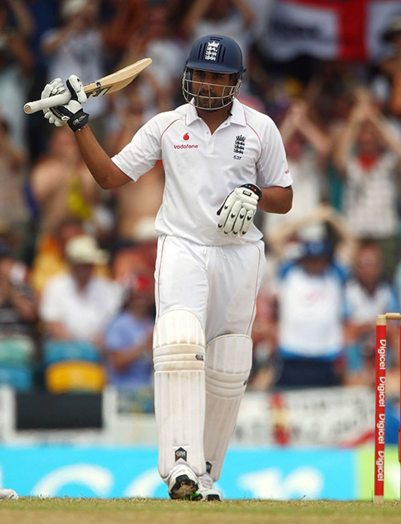 Ravi Bopara celebrates his fifty on the second day at Bridgetown, West Indies v England, Barbados, 4th Test, February 27, 2009