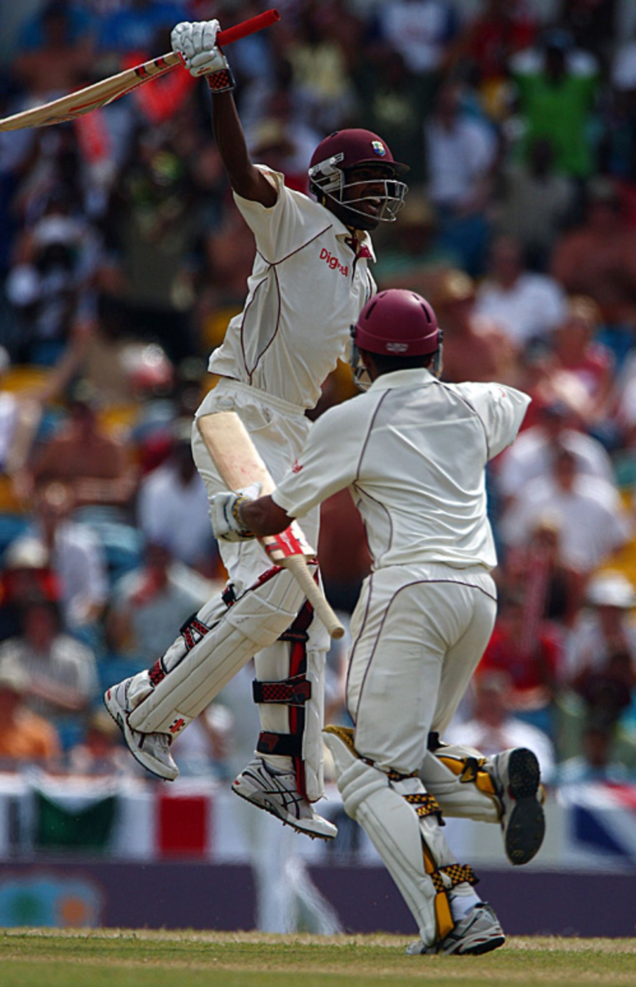 Denesh Ramdin celebrates his maiden hundred, West Indies v England, Barbados, 4th Test, March 1, 2009
