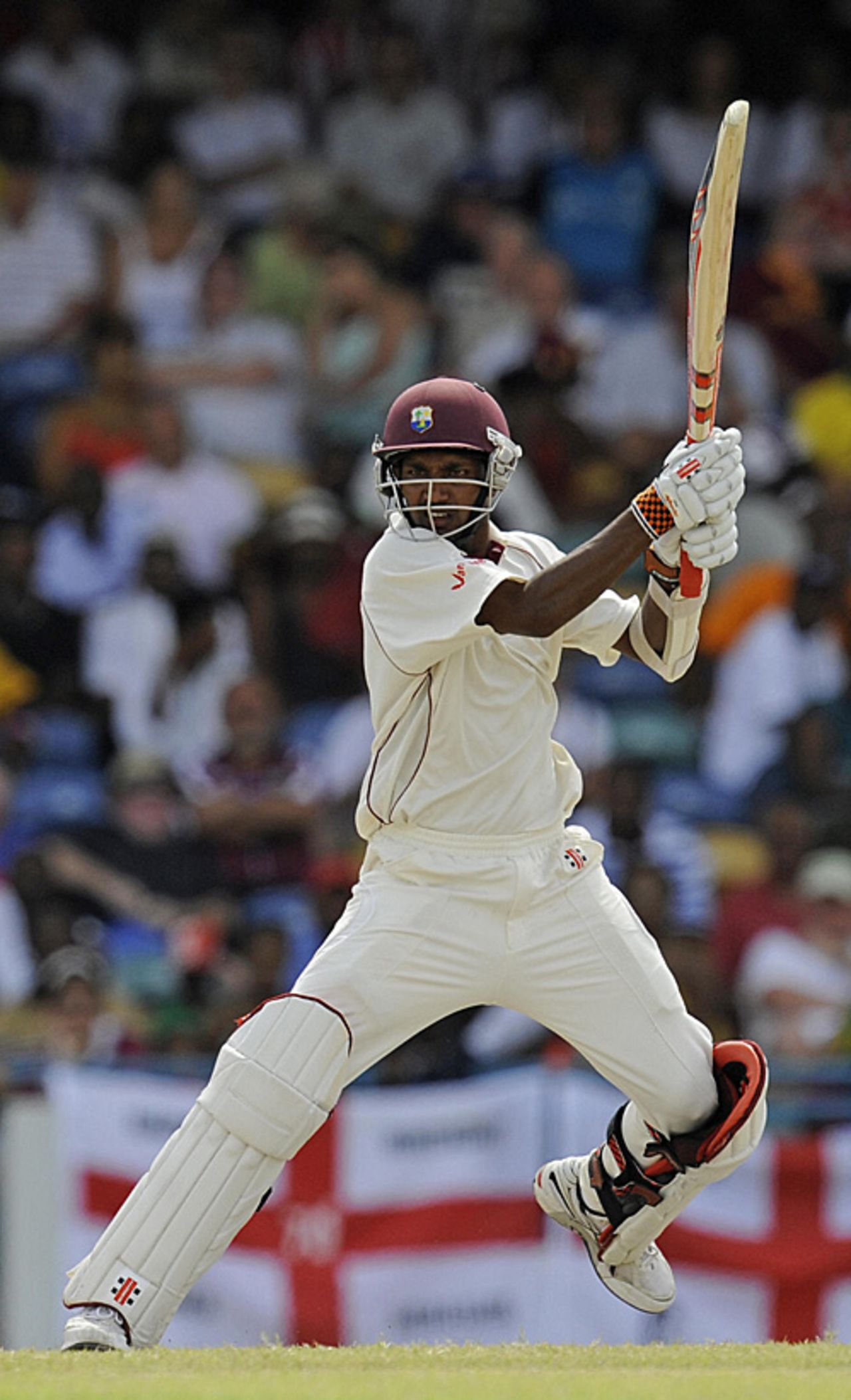 Denesh Ramdin rocks back to cut during his maiden hundred, West Indies v England, Barbados, 4th Test, March 1, 2009