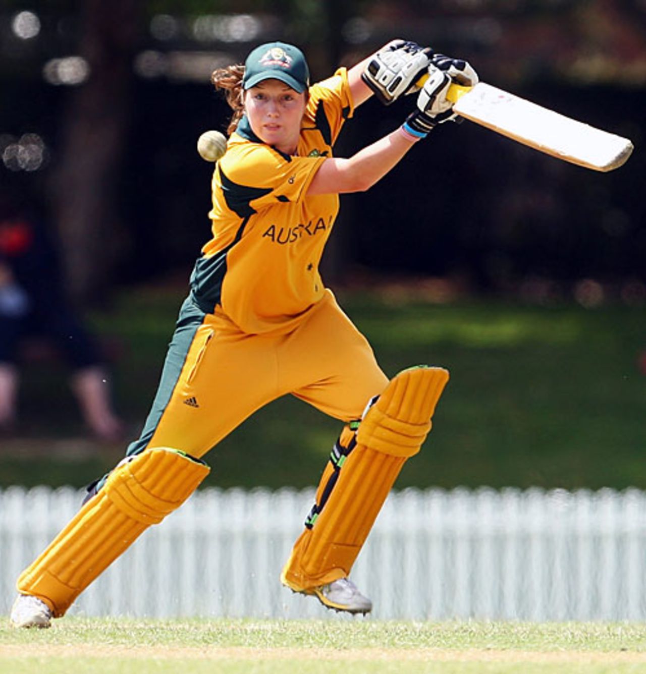 Rene Farrell plays a square drive, Australia v England, women's World Cup warm-up, Sydney, March 2, 2009