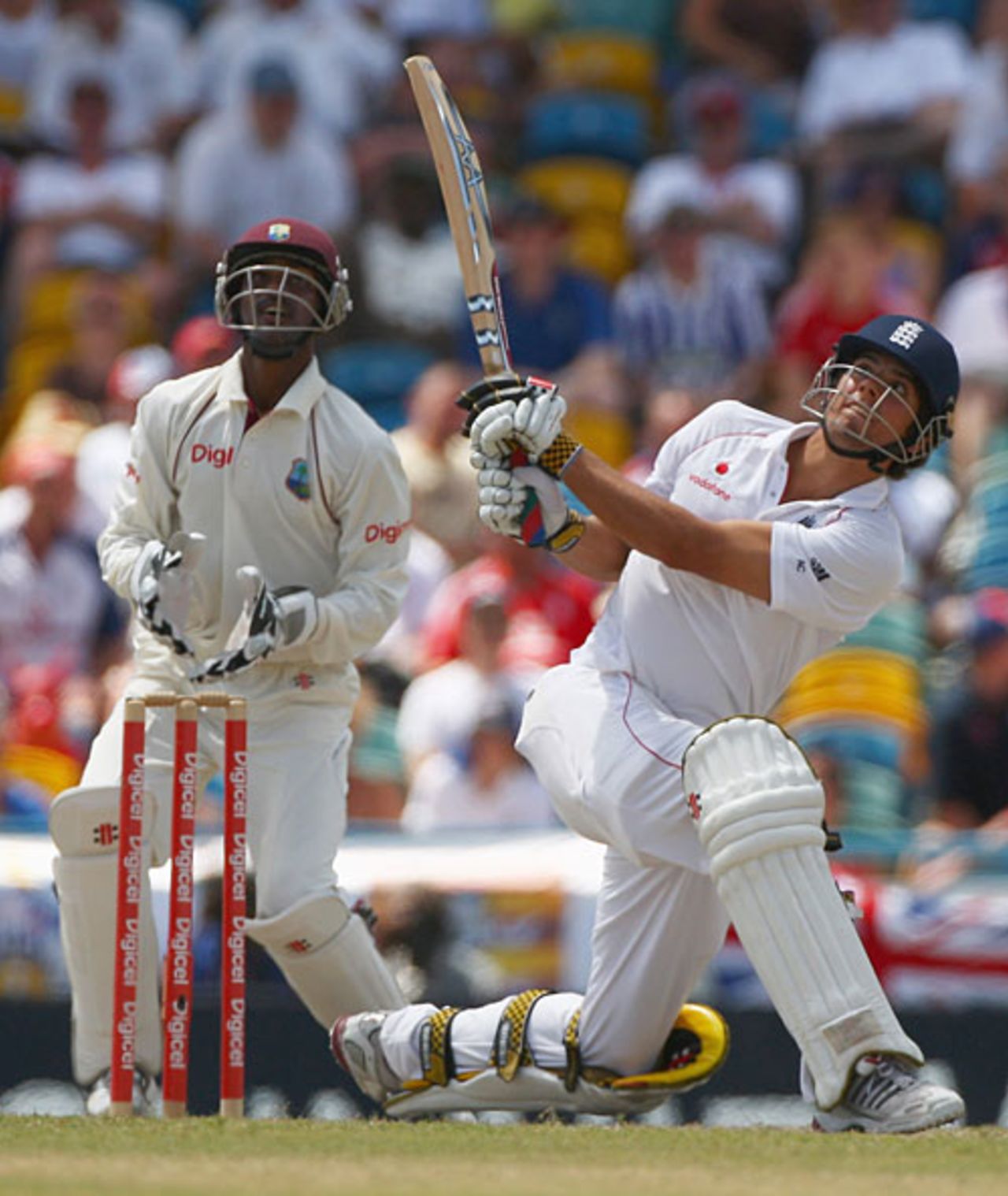 Alastair Cook clears midwicket, West Indies v England, Barbados, 5th Test, March 1, 2009