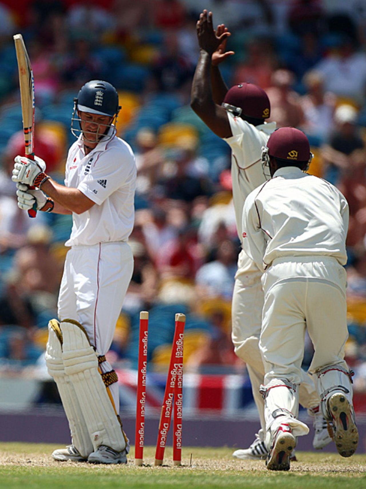 Andrew Strauss chops one onto his stumps, West Indies v England, Barbados, 5th Test, March 1, 2009