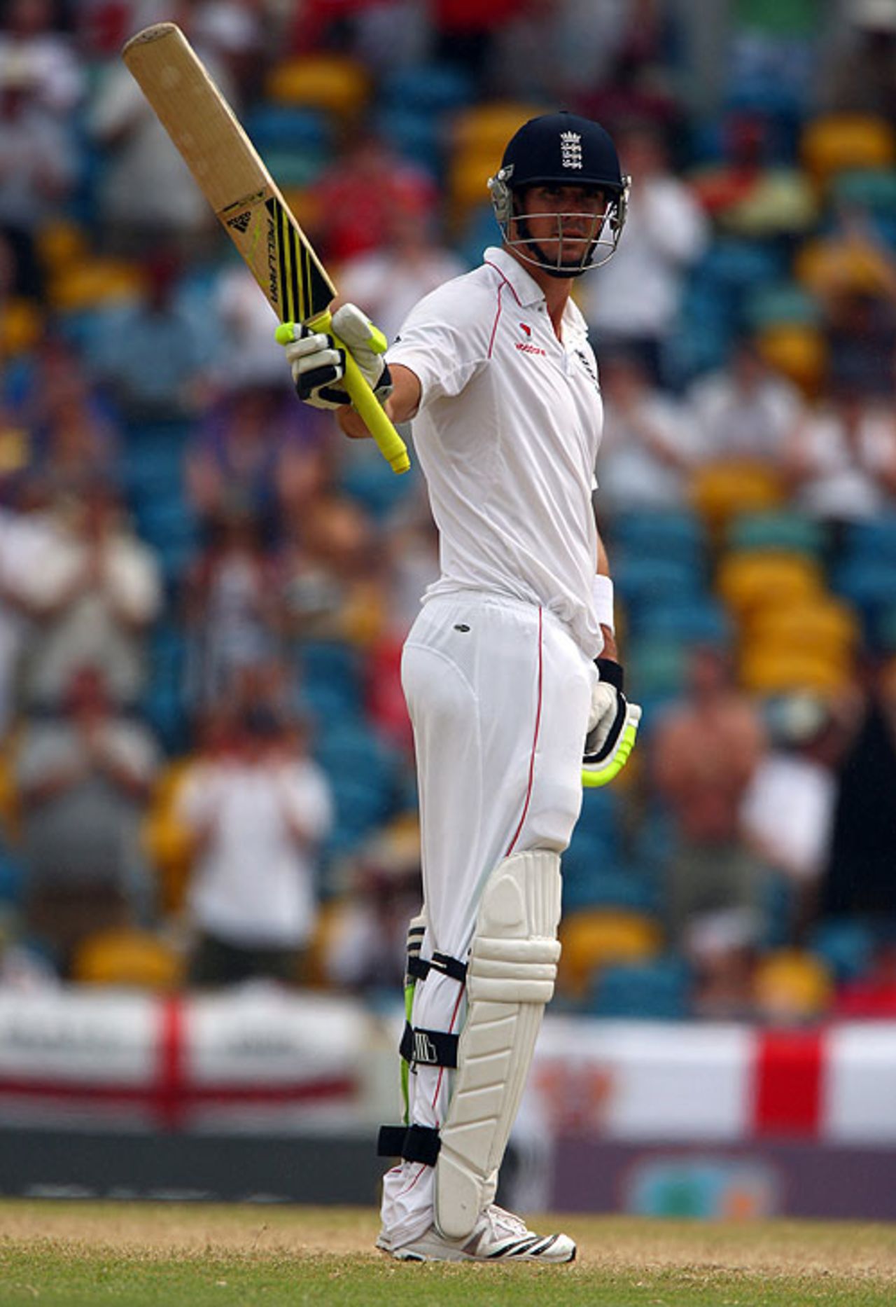 Kevin Pietersen brings up his half-century, West Indies v England, Barbados, 5th Test, March 1, 2009