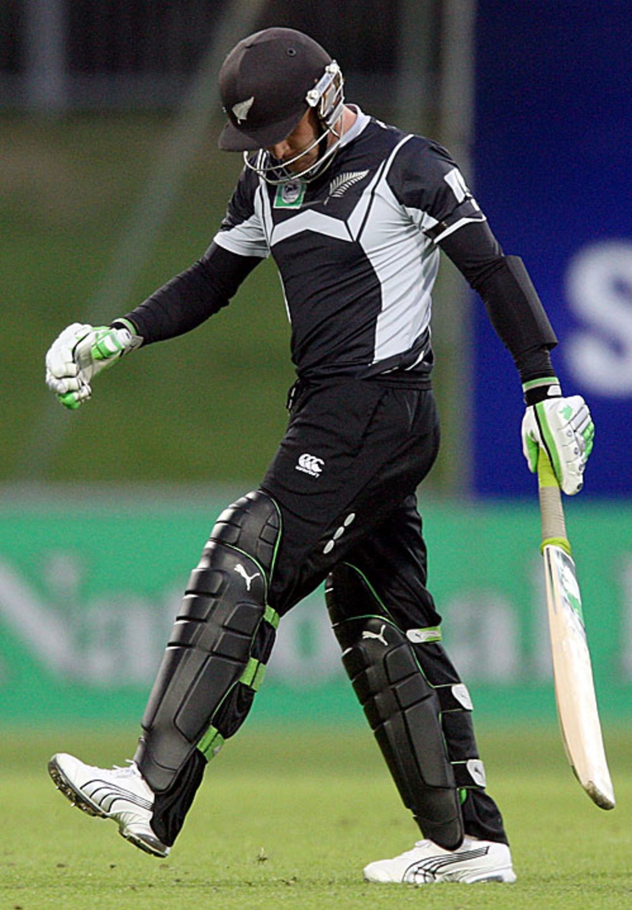 Brendon McCullum walks back frustrated after getting out for a duck, New Zealand v India, 1st ODI, Napier, March 3, 2009
