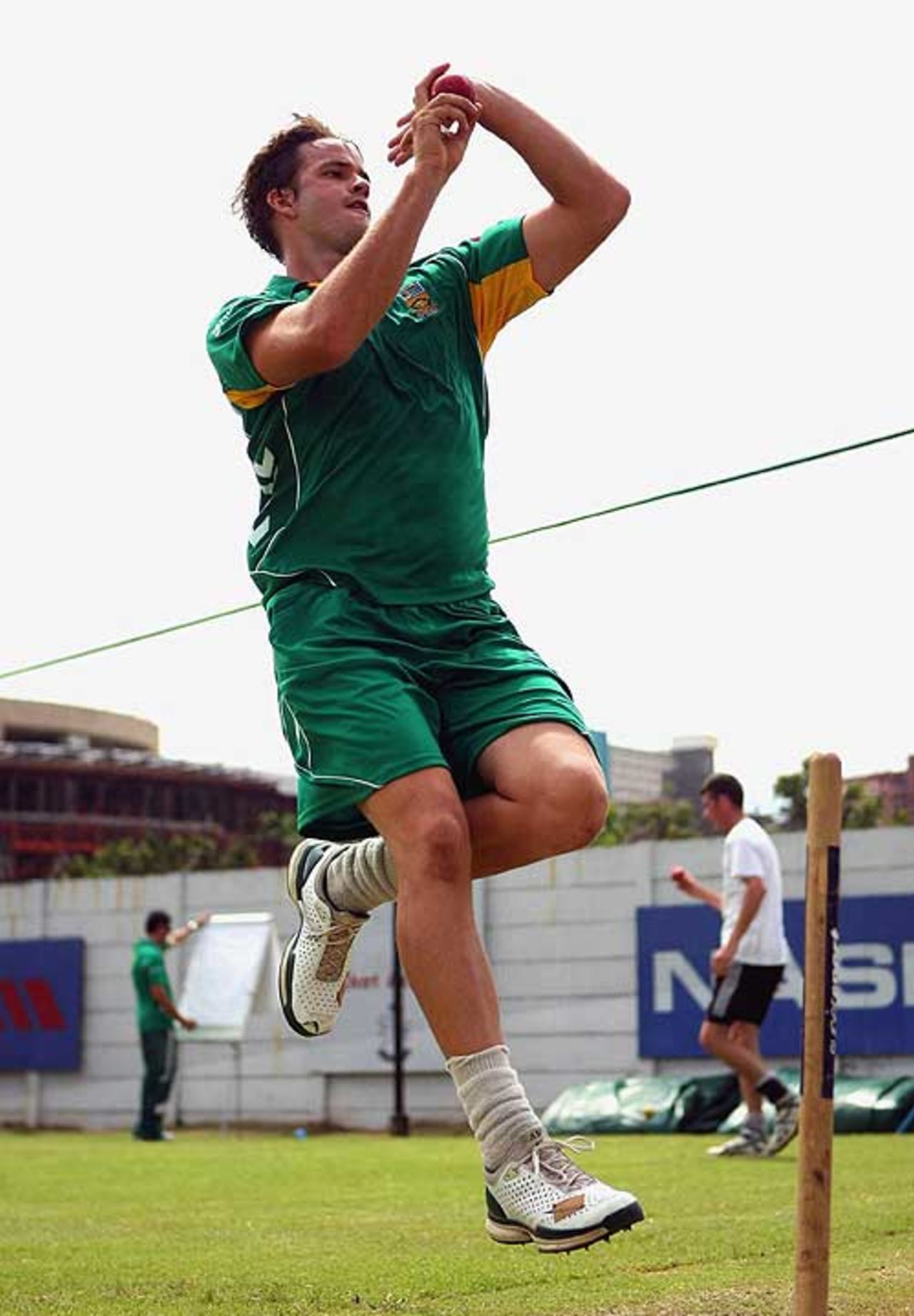 Albie Morkel bowls at Kingsmead, Durban, March 4, 2009