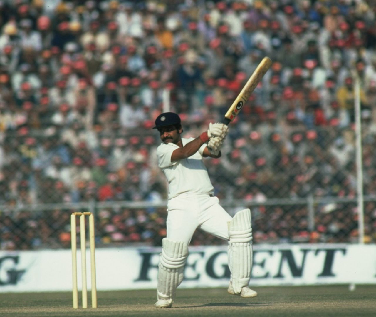 Gundappa Viswanath bats against England in Madras on the 1982 tour