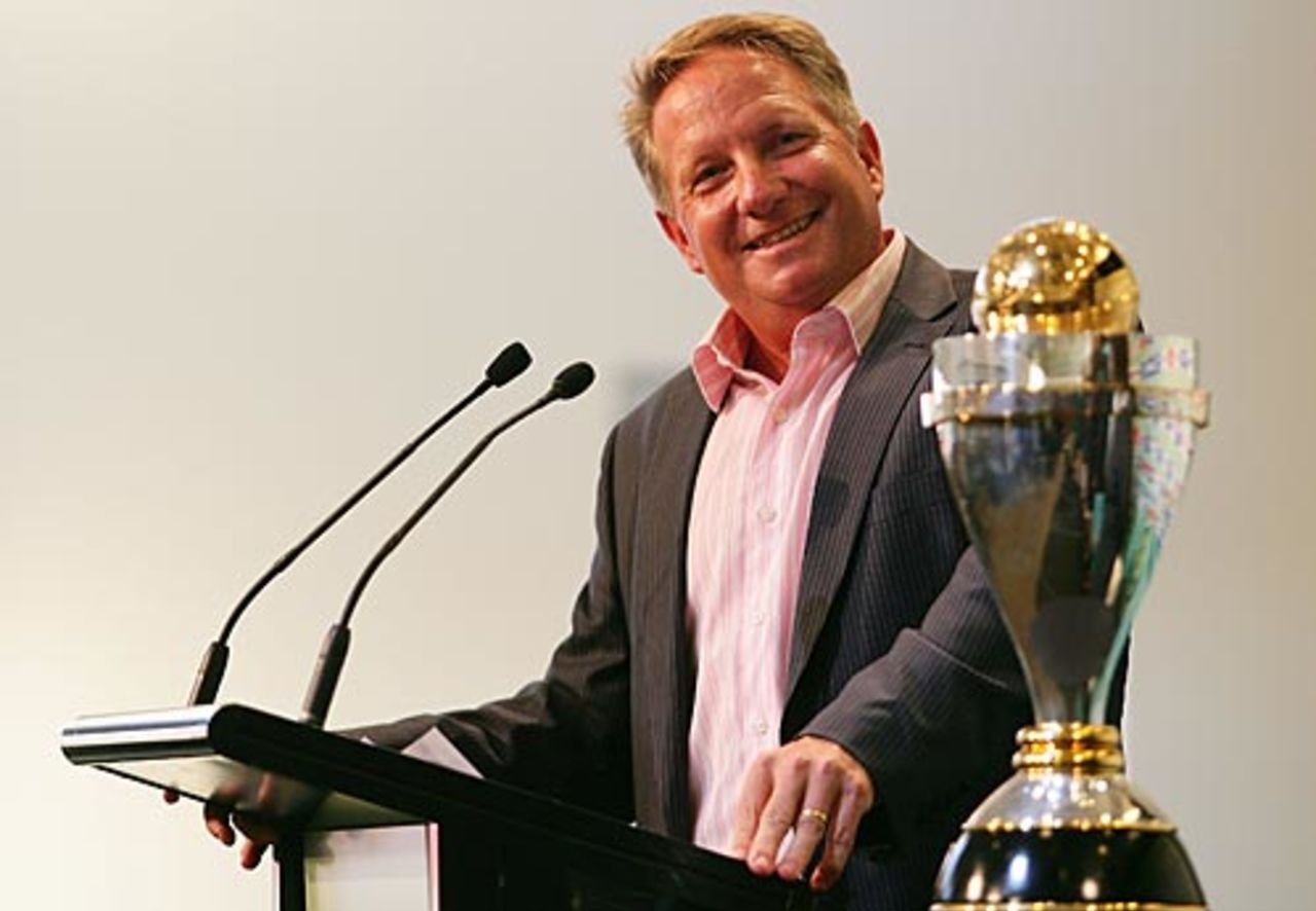 Ian Healy speaks during the 2009 Women's World Cup 2009 welcome ceremony, Sydney, March 5, 2009