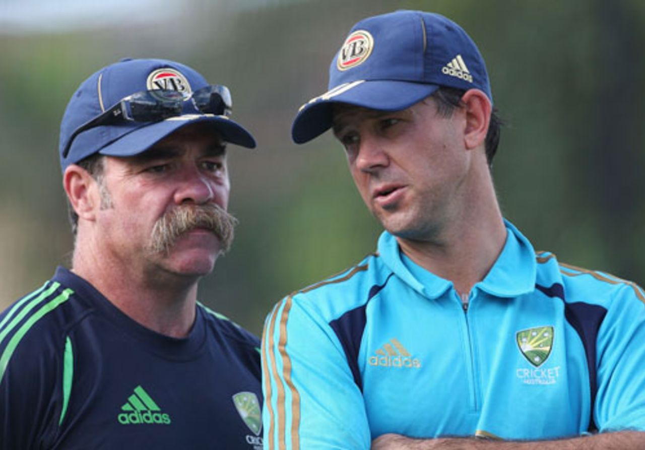 David Boon and Ricky Ponting chat on the eve of the Test, South Africa v Australia, 2nd Test, Durban, March 5, 2009