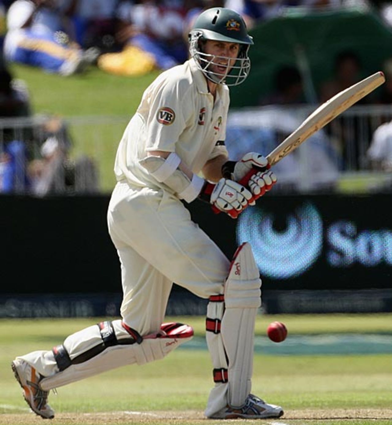 Simon Katich plays on the leg side, South Africa v Australia, 2nd Test, Durban, 1st day, March 6, 2009