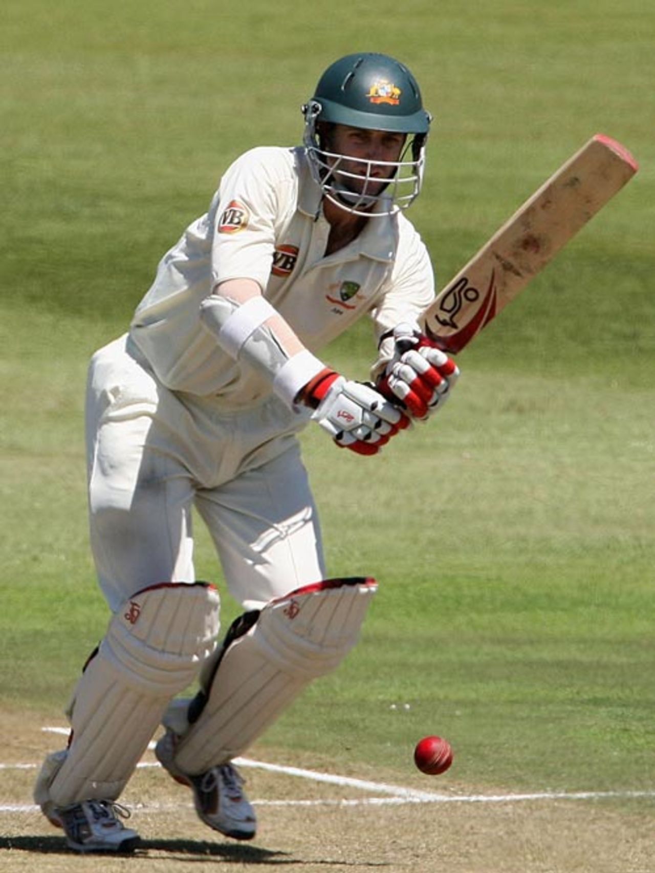 Simon Katich nudges the ball towards the leg side, South Africa v Australia, 2nd Test, Durban, 1st day, March 6, 2009