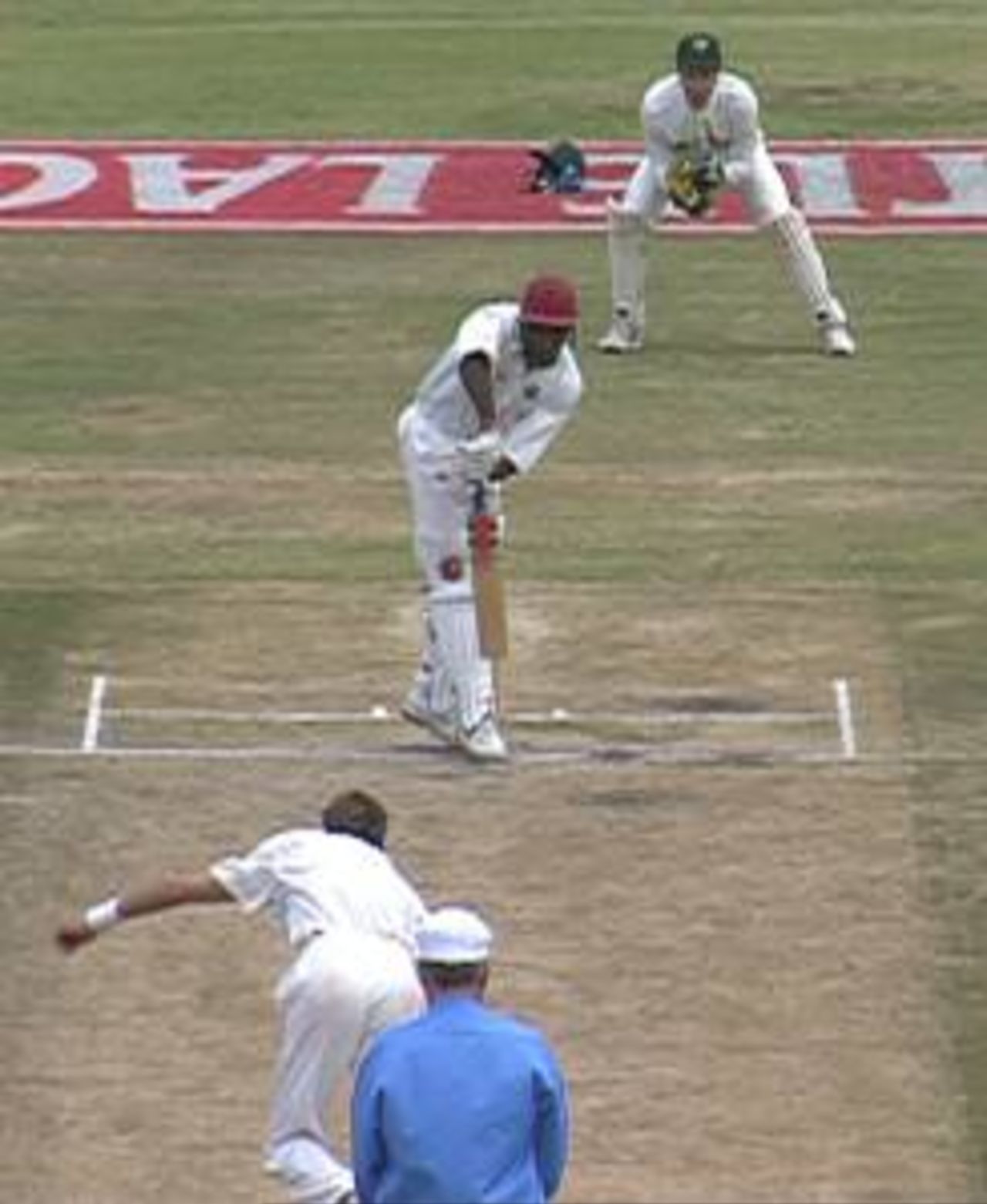 West Indies A wicketkeeper Ricky Hoyte is trapped lbw by South Africa A's Piet Botha for 0 during the second "Test" at Buffalo Park, East London, 19-22 Dec 1997.