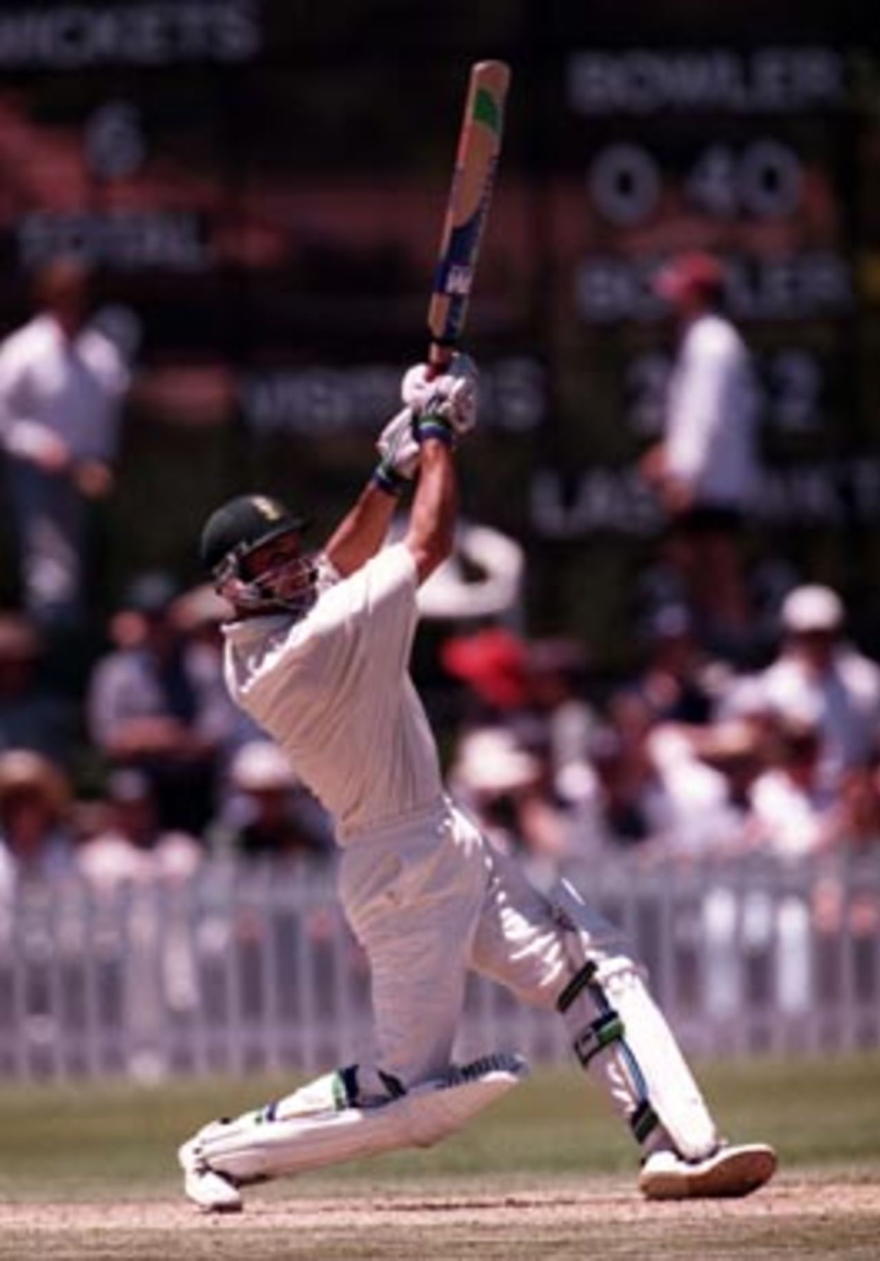 Gibbs smashes a six ...Bradman XI v South Africans at the Bradman Oval, Bowral Tuesday January 13th 1998.
