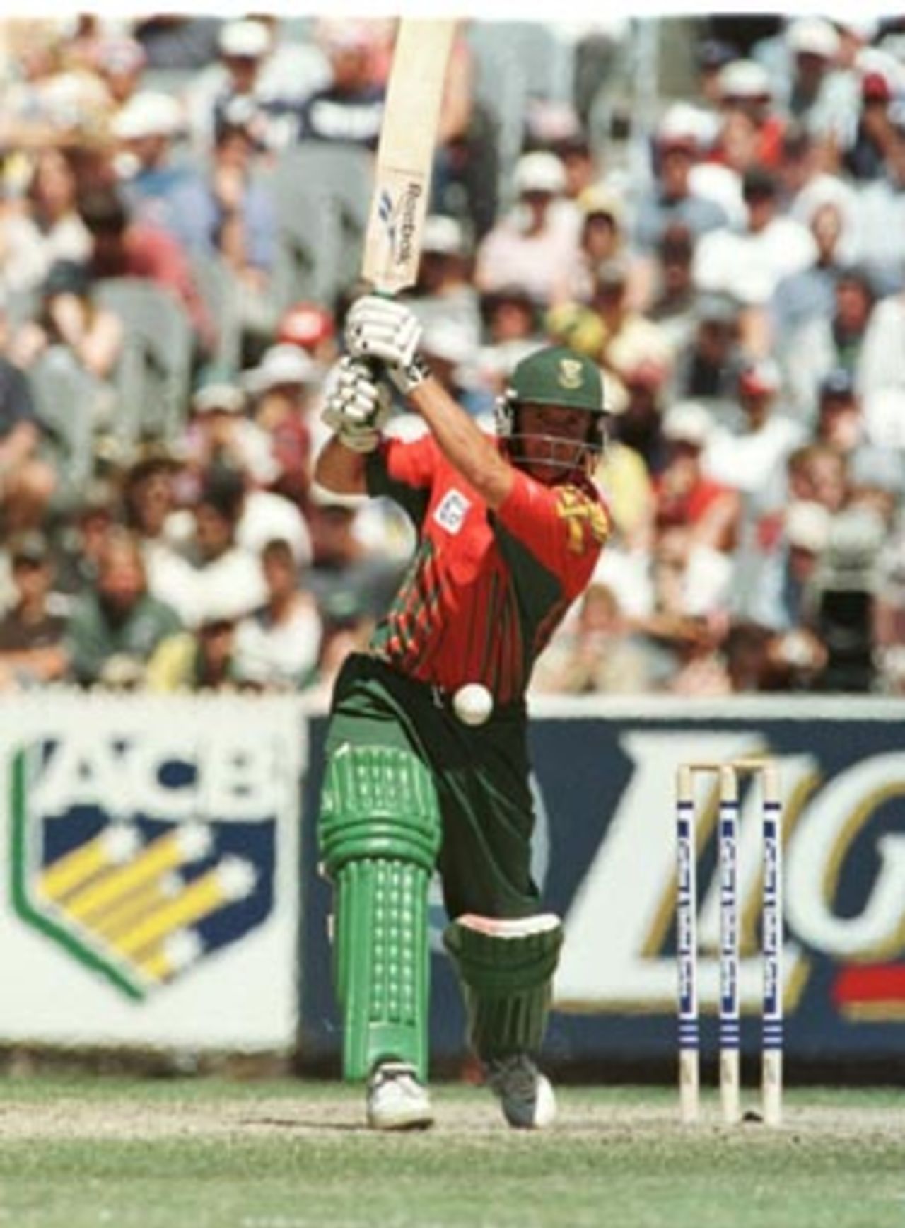 Gary Kirsten driving during the 1st Final of the CUB One-Day Series at the Melbourne Cricket Ground. January 23rd 1998.