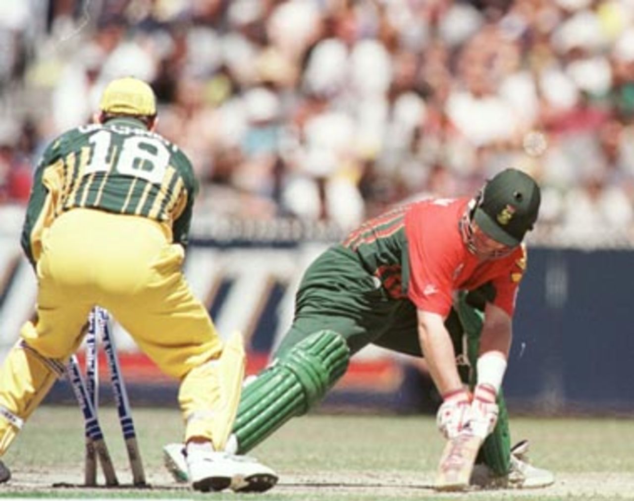 Daryll Cullinan is stumped off the bowling of Shane Warne during the 1st Final of the CUB One-Day Series at the Melbourne Cricket Ground. January 23rd 1998.