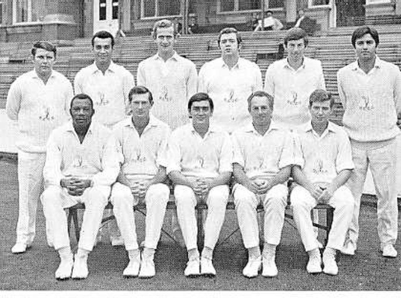 The Glamorgan side, led by Tony Lewis, which won the 1969 County Championship. Back Row - Eifion Jones, Bryan Davis, Malcolm Nash, Lawrence Williams, Roger Davis, Majid Khan. Front Row - Tony Cordle, Peter Walker, Tony Lewis, Don Shepherd and Alan Jones.