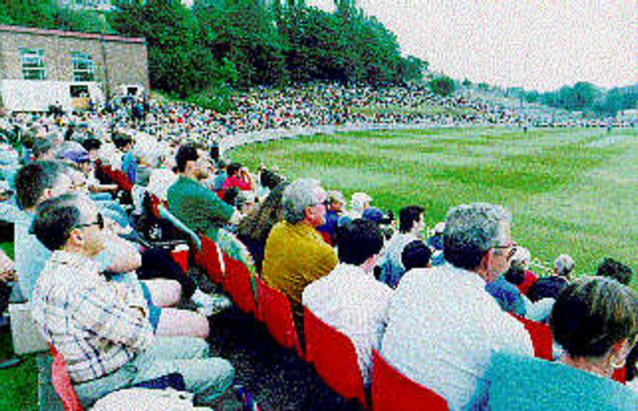 A view from the pavilion end at Eugene Cross Park, Ebbw Vale.