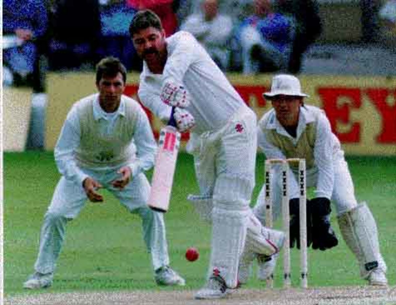 Colin Metson keeping wicket at Neath against the 1993 Australians.