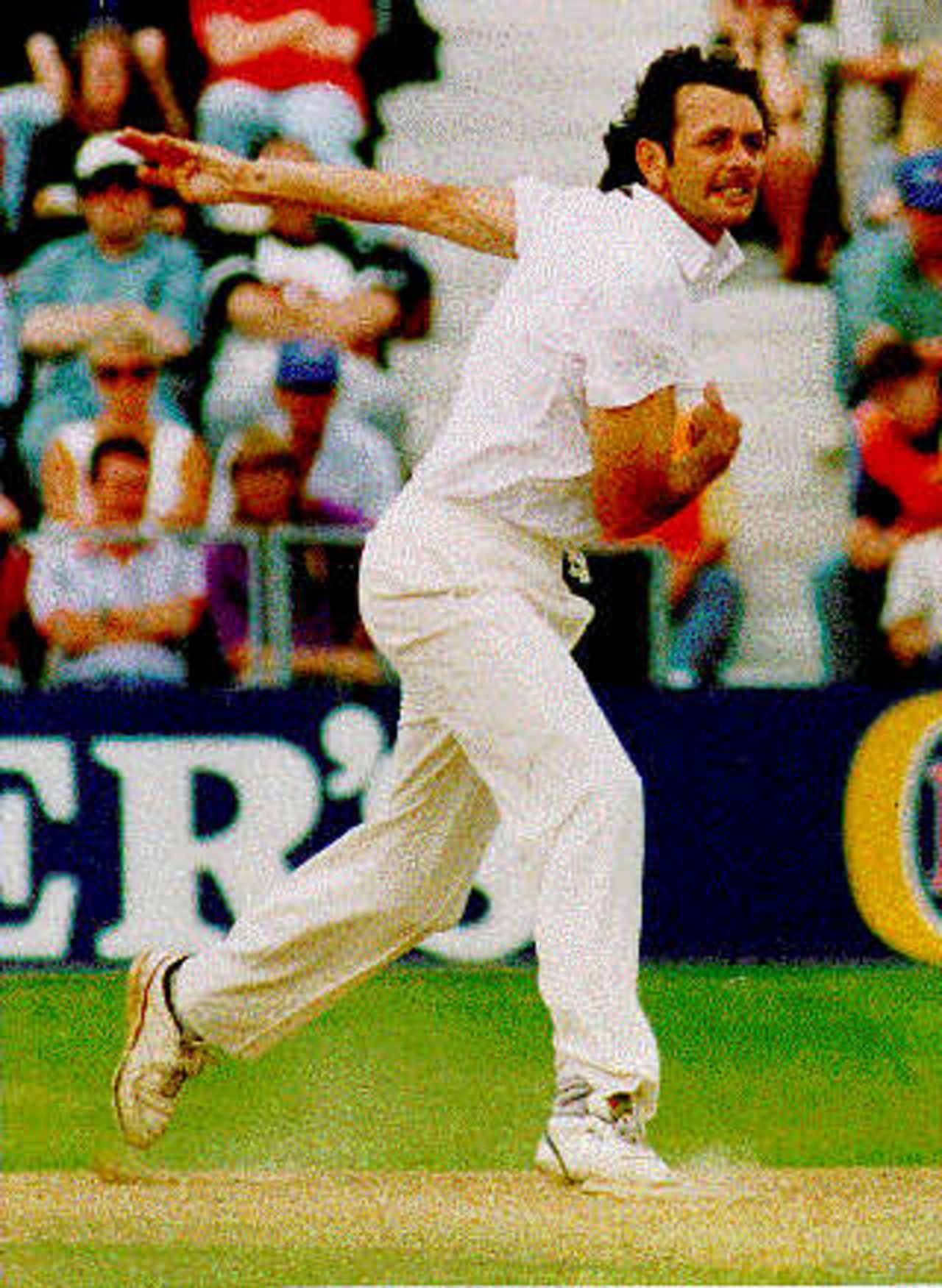Steve Barwick, bowling off-cutters in a Championship match at Swansea in 1995
