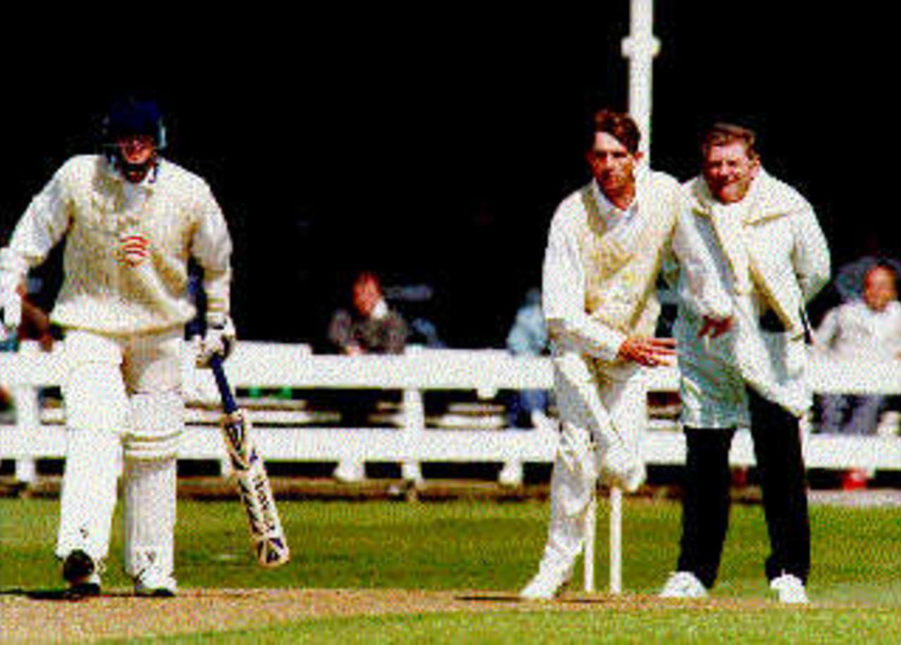 Steve Watkin bowling against Essex in a County Championship match at Cardiff in 1995
