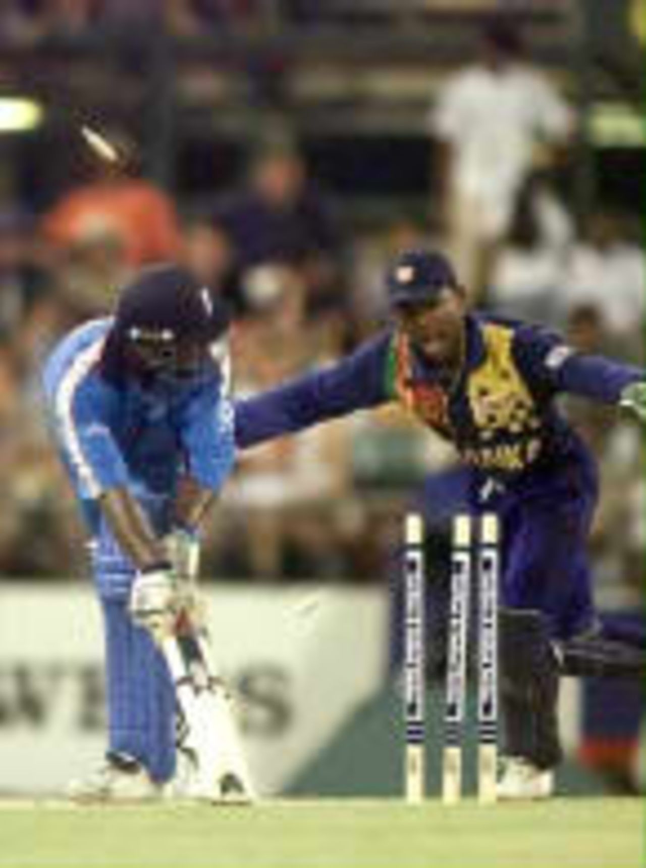 Alleyne stumped by Kaluwitharana - Carlton & United One-Day Series, 1998-99, 2nd Match England v Sri Lanka Brisbane Cricket Ground, Woolloongabba, Brisbane (day/night) 11 January 1999