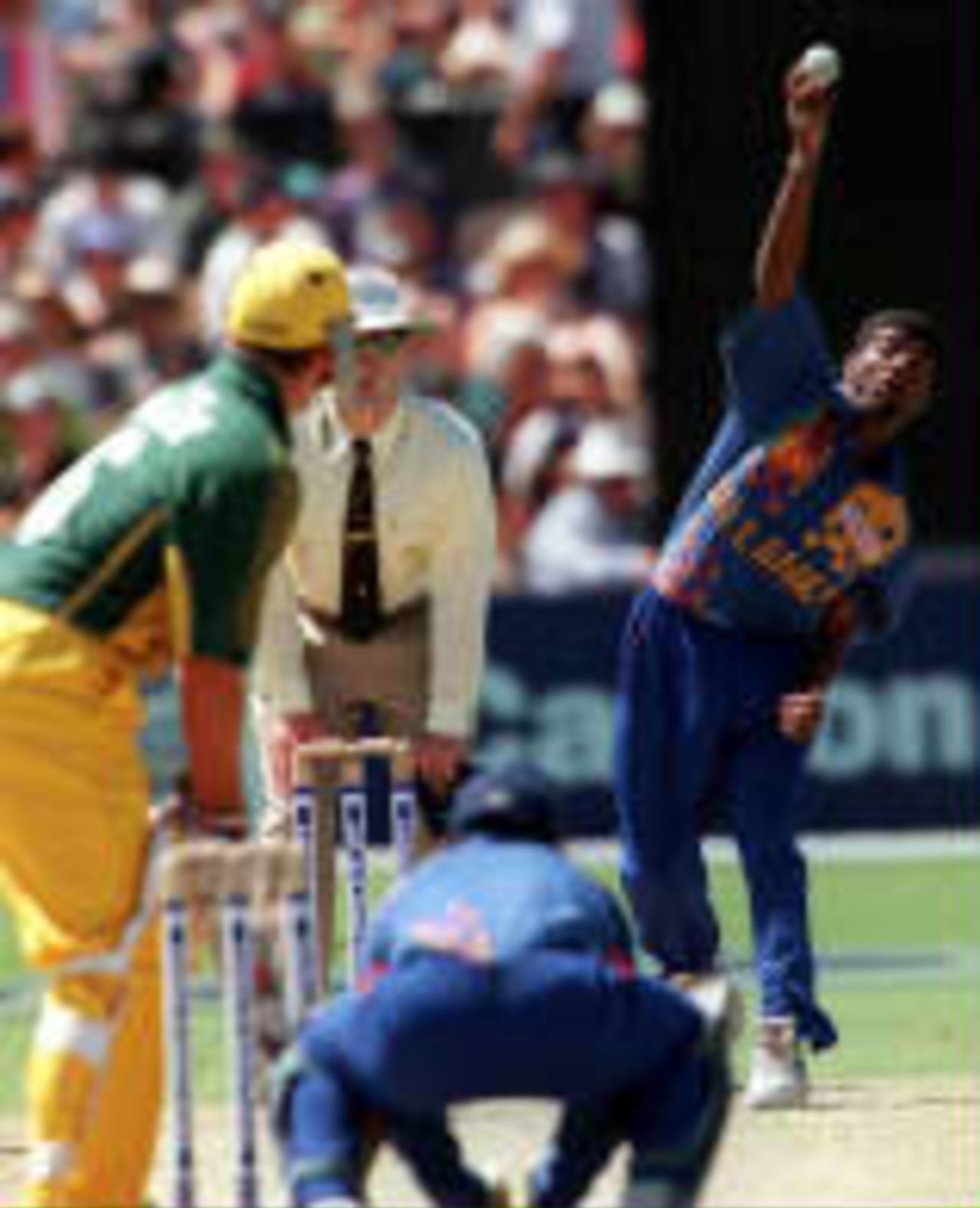 Muralitharan bowls to Mark Waugh - Carlton & United One-Day Series, 1998-99, 9th Match Australia v Sri Lanka Adelaide Oval 24 January 1999