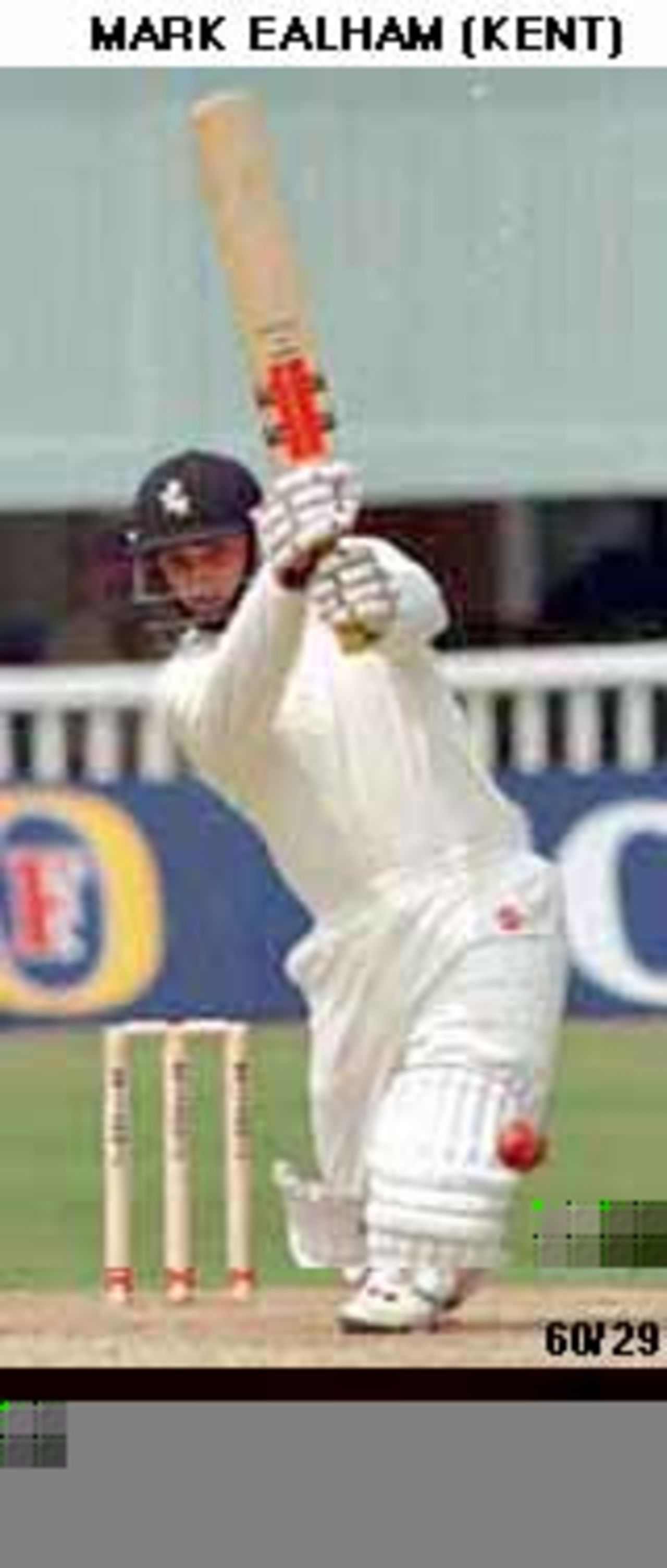 Mark Ealham of Kent misses the ball
