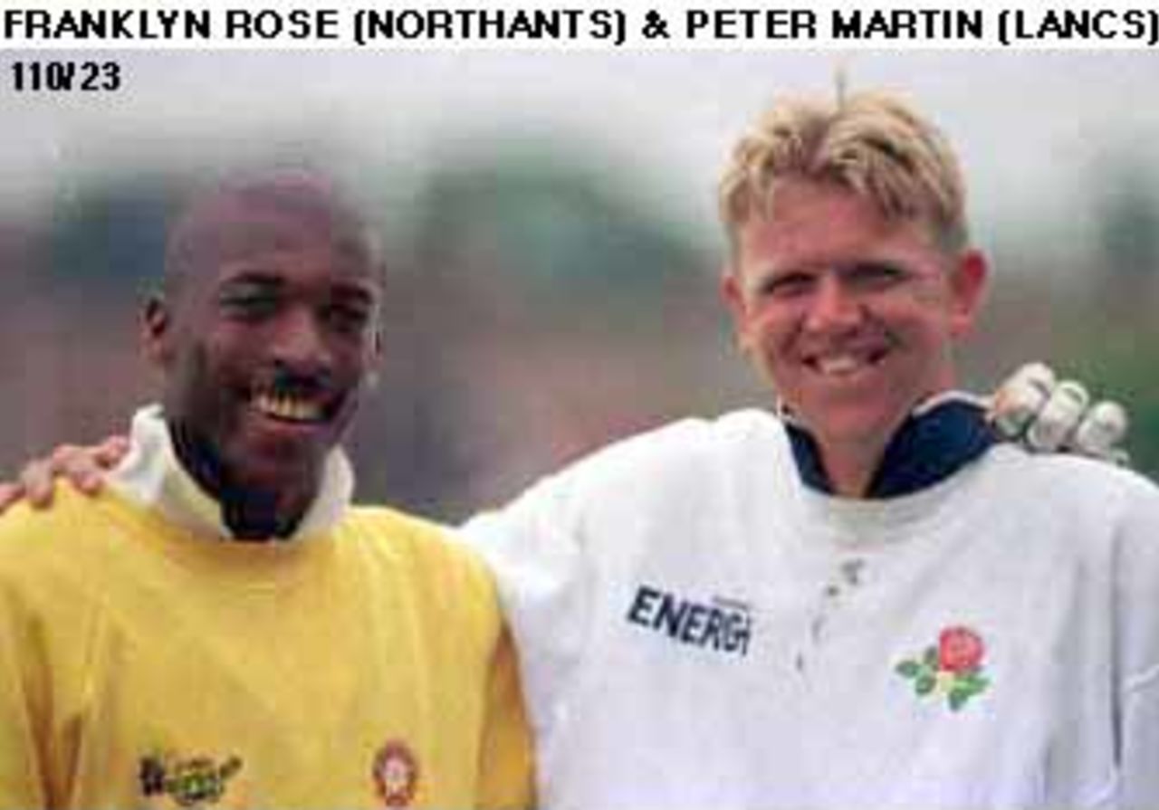 Franklyn Rose of Northants and Peter Martin of Lancs put on their best smiles.