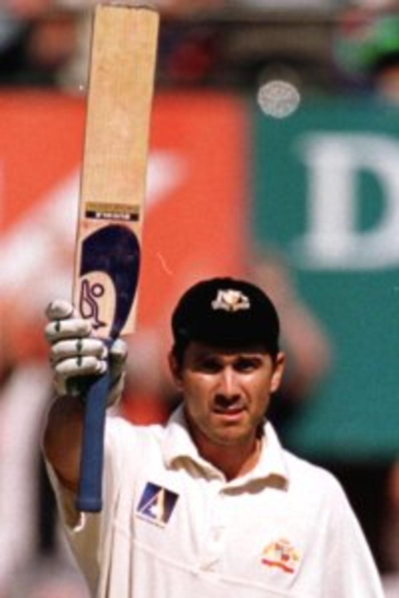 3 Jan 2000: Justin Langer of Australia celebrates his century against India during the second days play of the Third Test Match between Australia and India at the Sydney Cricket Ground, Sydney, Australia.