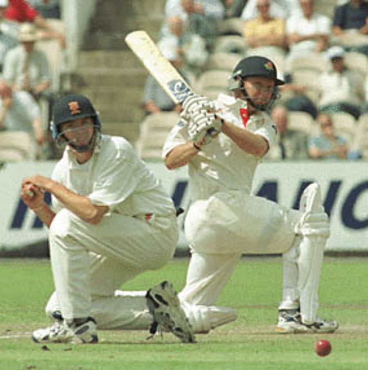 Neil Fairbrother sweeps past Stephen Peters, County Championship, Lancashire v Essex, 29 June-2 July 1999