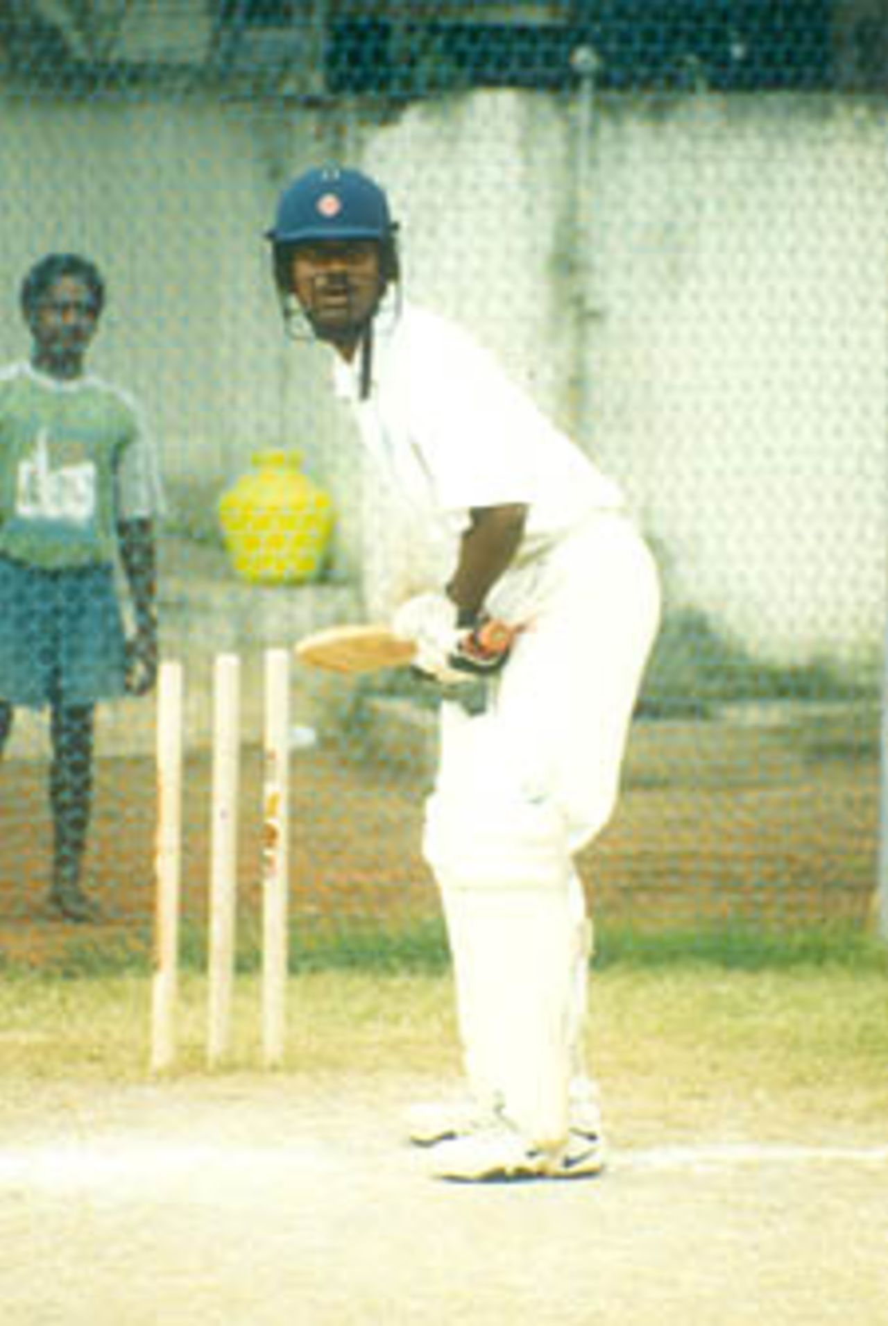 YV Rao concentrates hard while batting, Pre-tournament camp at Chennai Jan 2000