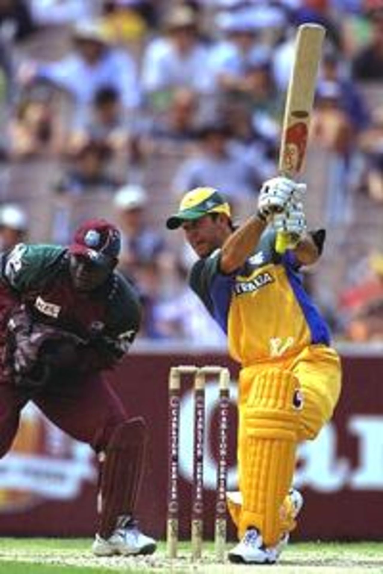 11 Jan 2001: Ricky Ponting of Australia in action, in the Carlton One Day International Series match between Australia and the West Indies, played at the Melbourne Cricket Ground in Melbourne, Australia.