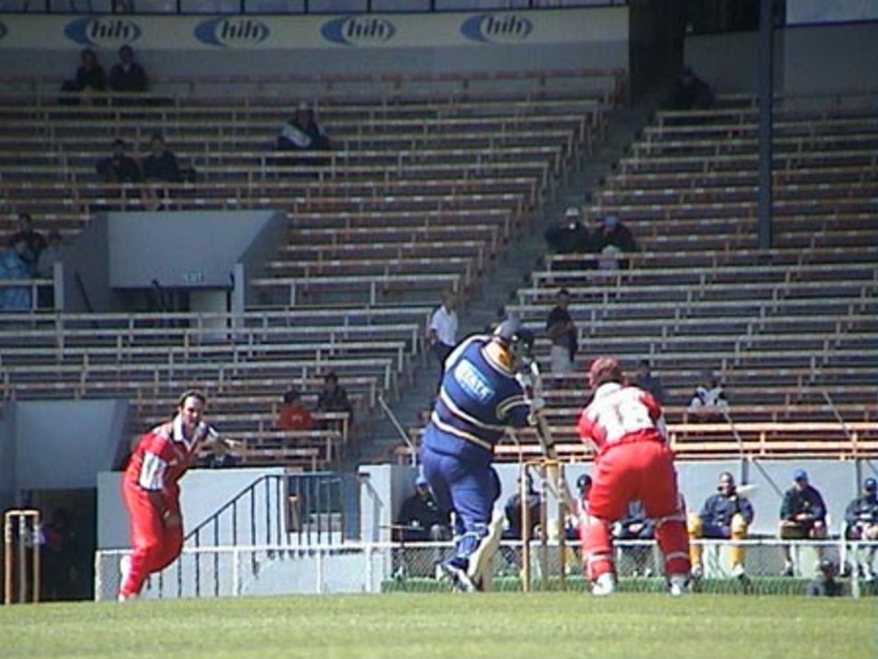 Otago batsman Chris Gaffaney plays a ball from Canterbury medium pacer Nathan Astle into the covers, Shell Cup: Canterbury v Otago at Jade Stadium, Christchurch, 16 January 2001