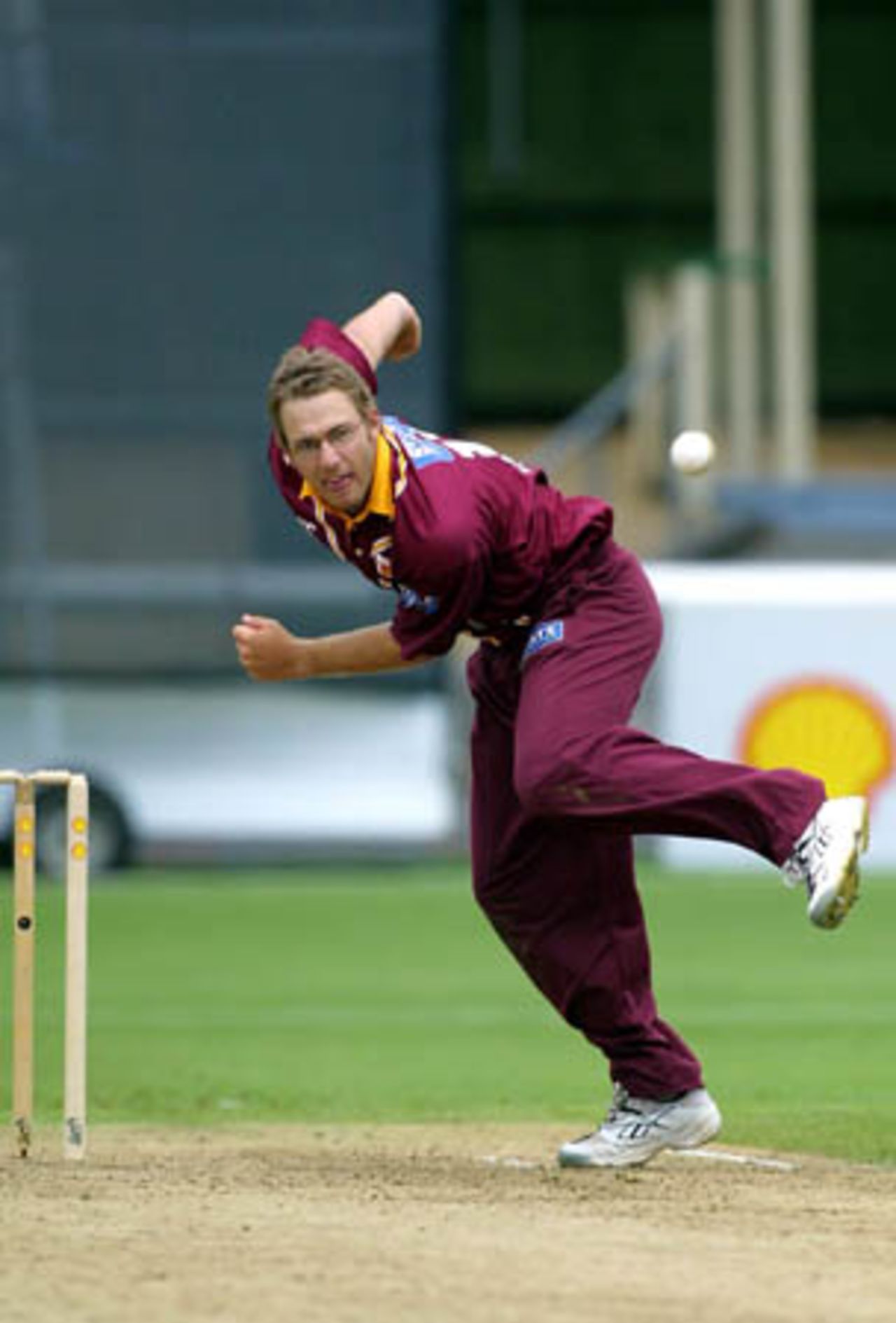 Northern Districts left arm orthodox spinner Daniel Vettori bowling during his spell of 1-53, Shell Cup: Auckland v Northern Districts at Eden Park Outer Oval, Auckland, 18 January 2001