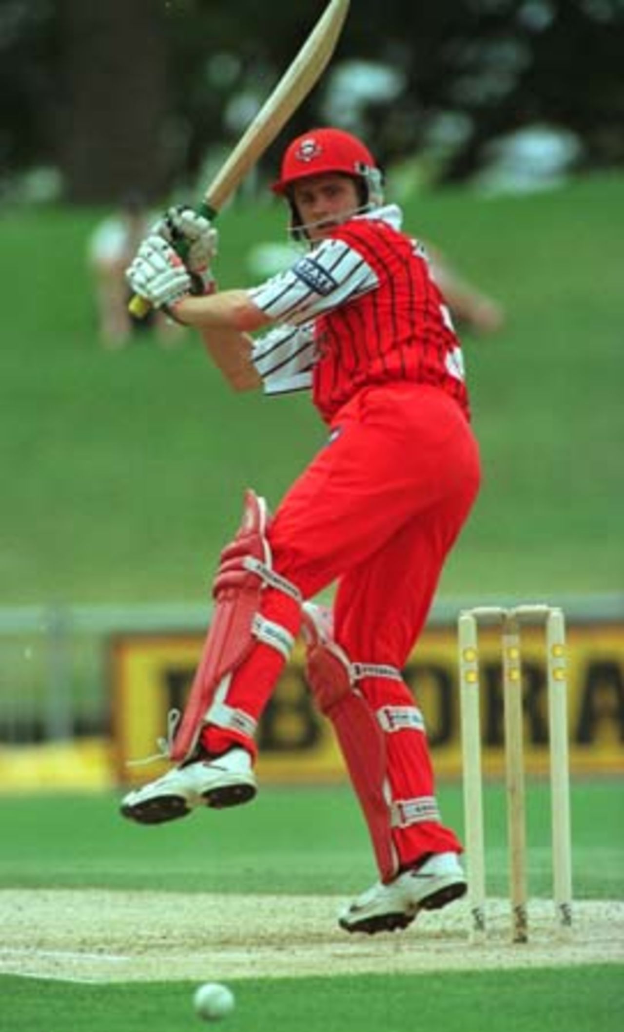 Canterbury batsman Aaron Redmond plays a leg glance during his innings of 12. 1st Shell Cup Final: Central Districts v Canterbury at McLean Park, Napier, 24 January 2001.
