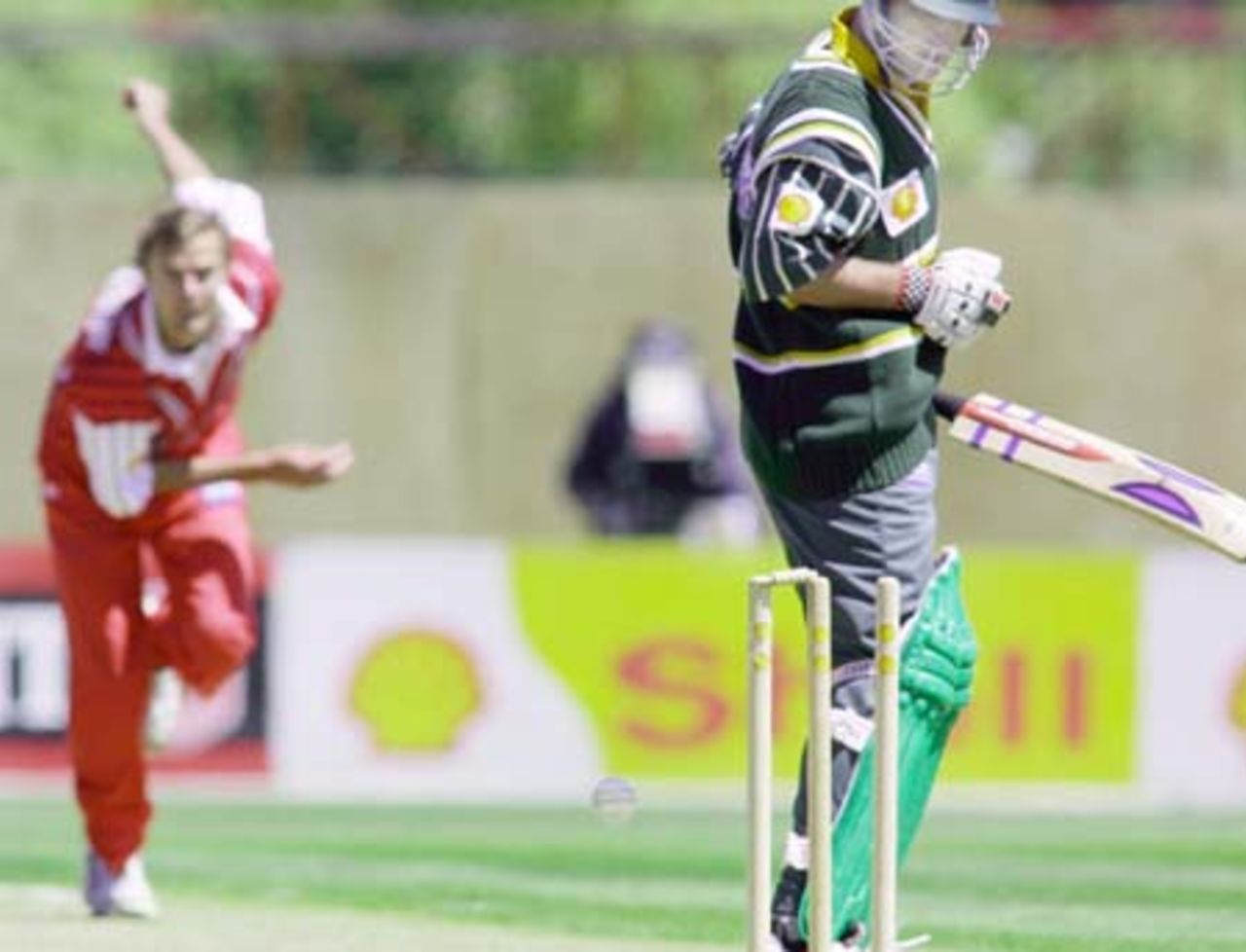 Central Districts batsman Craig Spearman plays on to his off stump to be dismissed off the bowling of Chris Martin for 0. 2nd Shell Cup Final: Canterbury v Central Districts at Jade Stadium, Christchurch, 27 January 2001.