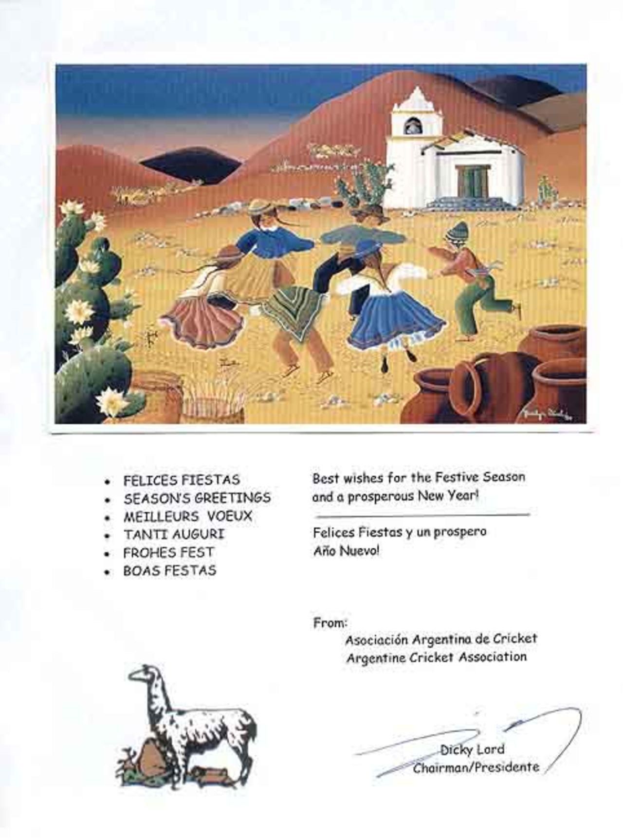 Seasons Greetings from the Argentine Cricket Association