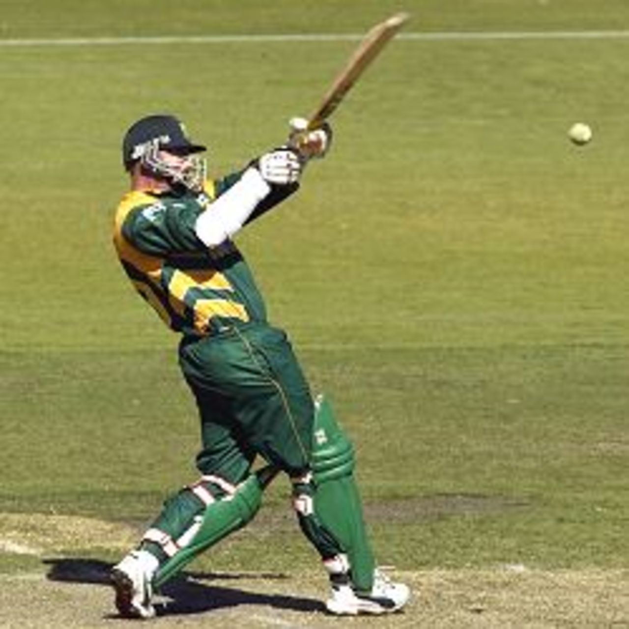 10 Jan 2002: Lance Klusener of South Africa hits out, during the One Day match between Australia A and South Africa, played at the Adelaide Oval, Adelaide, Australia.