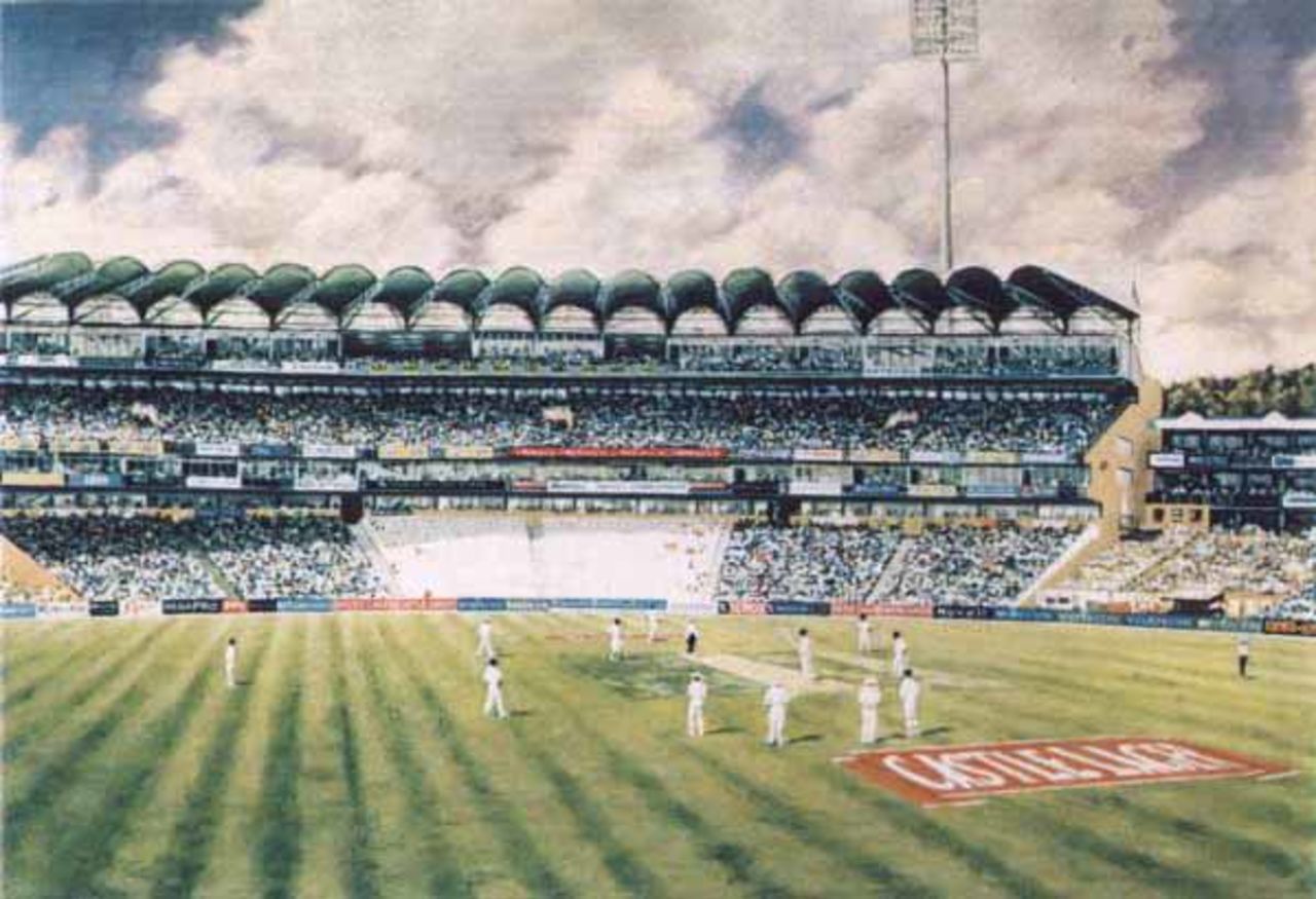 The Wanderers Ground as portrayed by artist and ex Western Province wicket-keeper Richie Ryall.