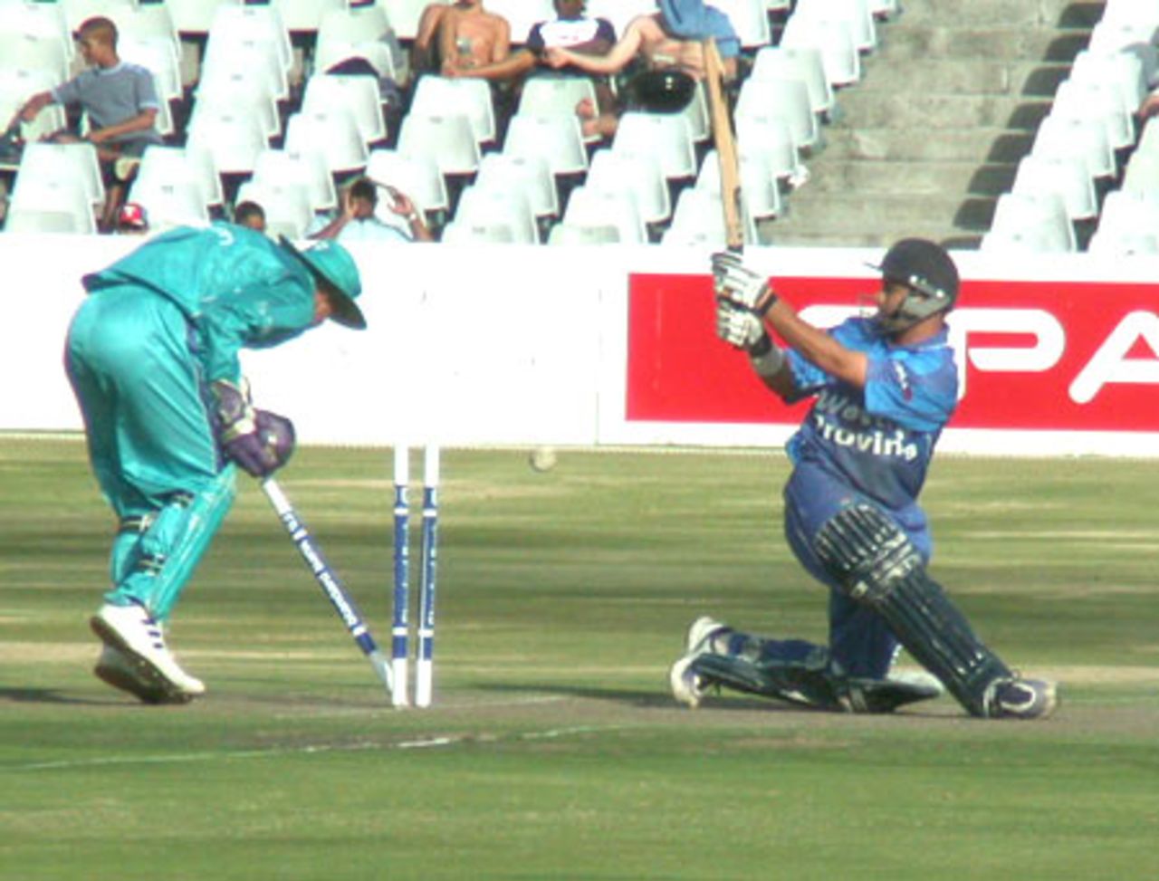 WP's Ashwell Prince is clean bowled Michael Powell